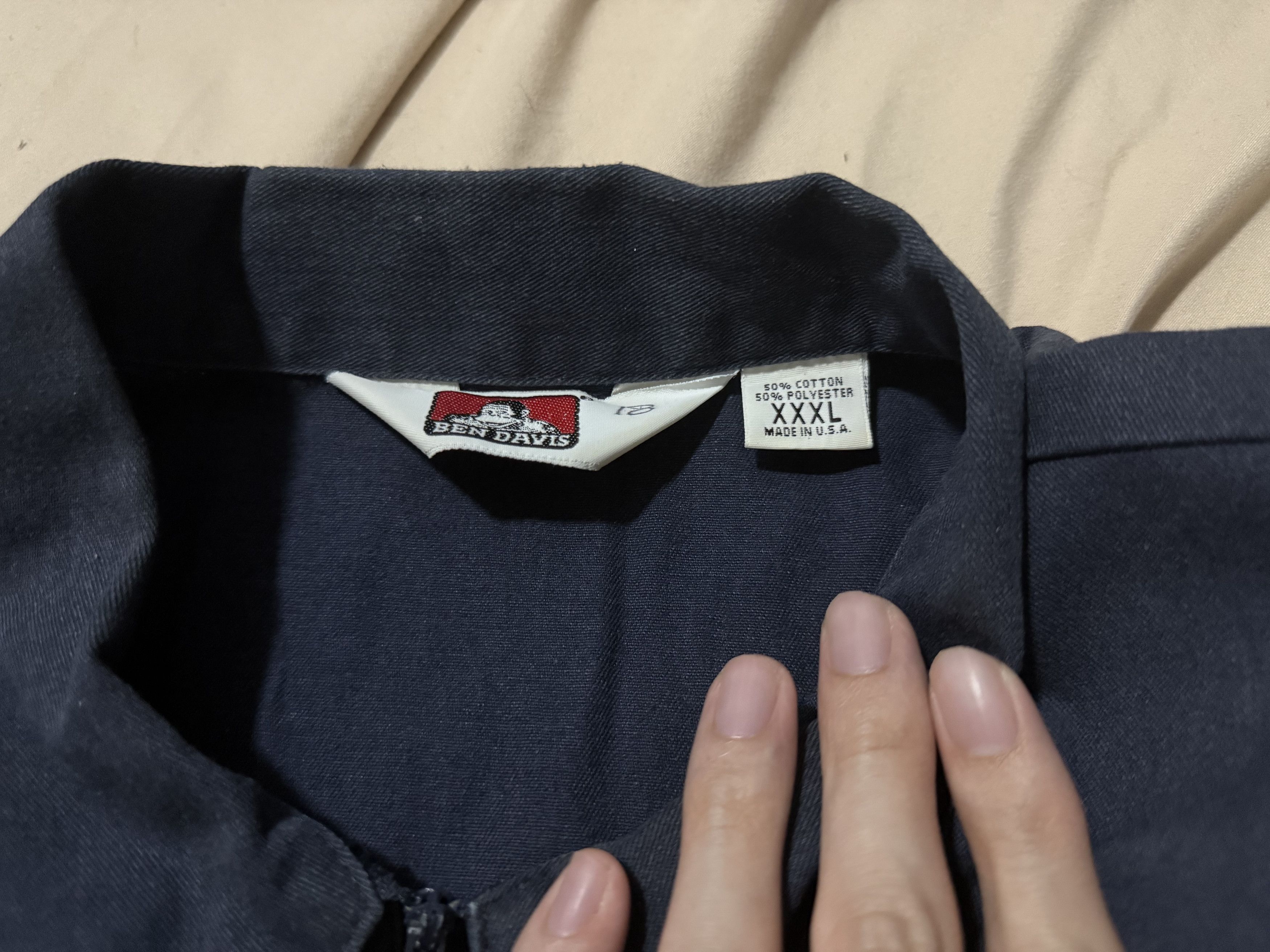 Ben Davis × Vintage XXXL Vintage 80s 90s Ben Davis Half-Zipper Navy Workshirt Size US XXL / EU 58 / 5 - 6 Thumbnail