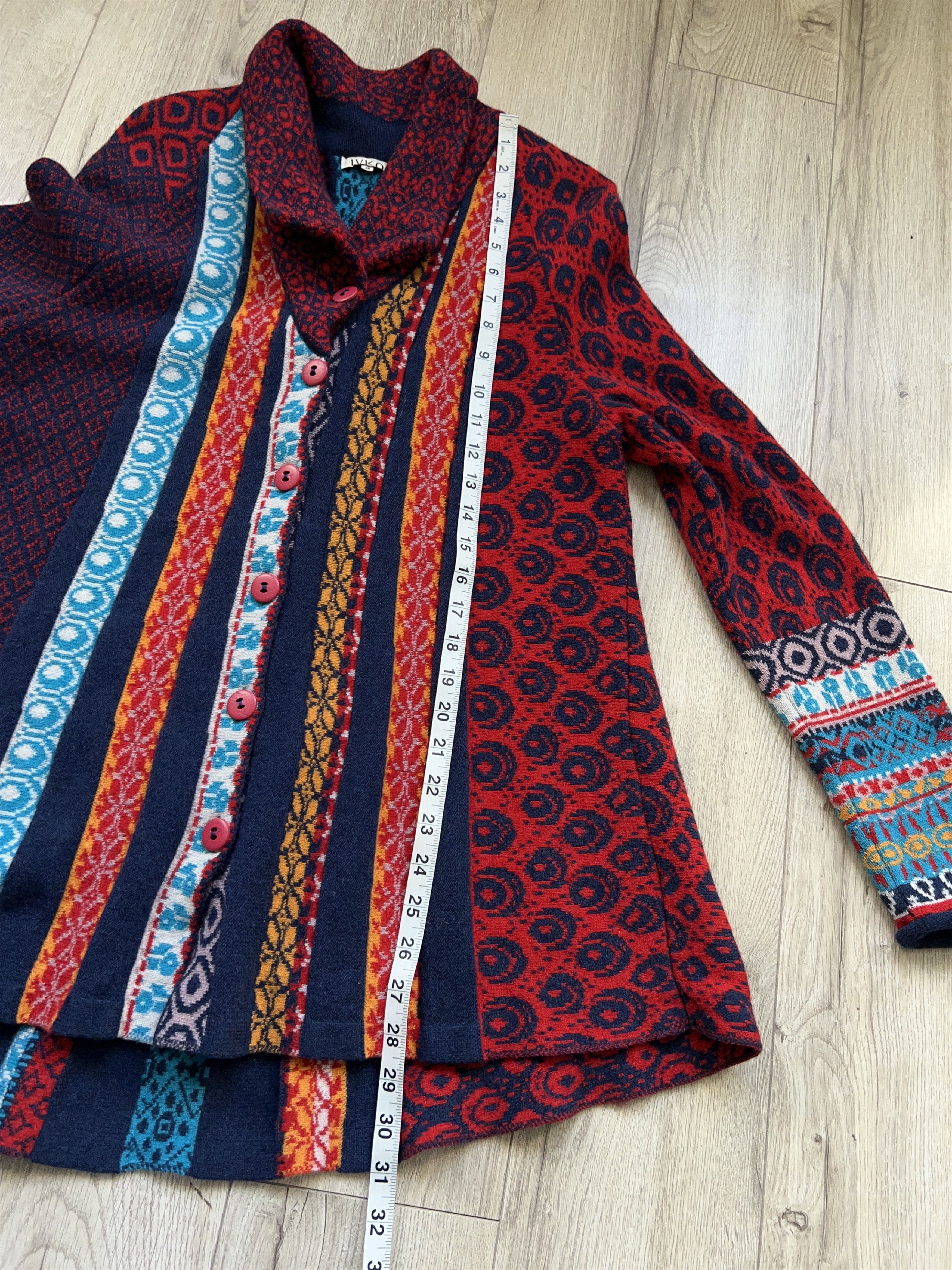 Traditional Weatherwear × Vintage Womens IVKO Colourful Jacket Cardigan Sweater Wool Geometric Size XS / US 0-2 / IT 36-38 - 12 Thumbnail
