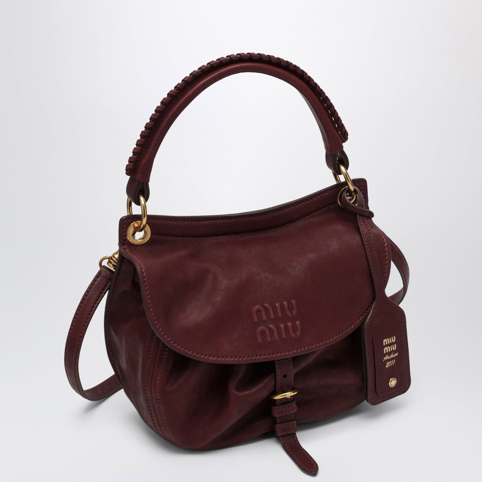 Miu Miu MIU MIU $3600 Rendez Vous Amaranth Red Nappa Leather Shoulde Size ONE SIZE - 2 Thumbnail