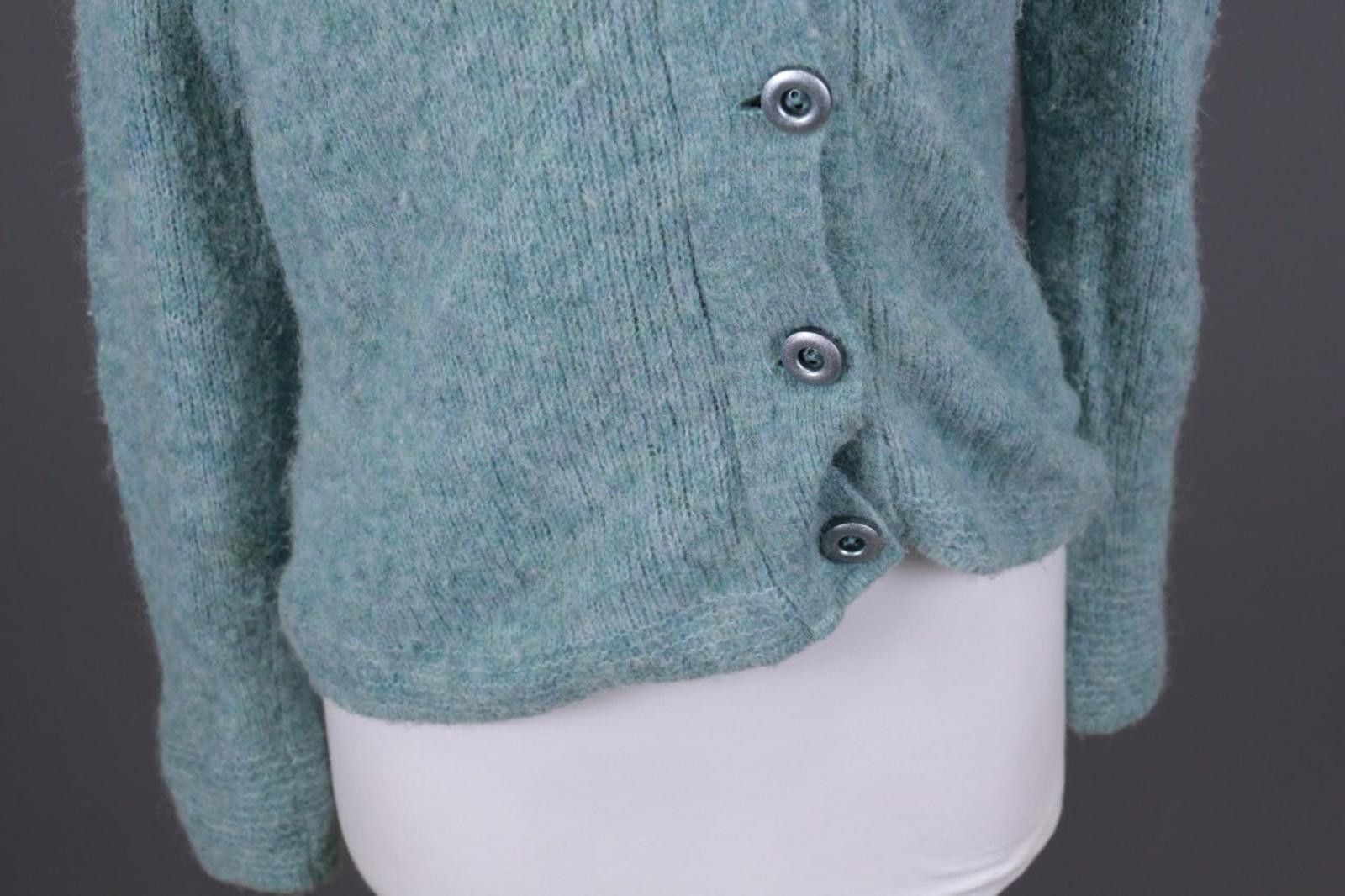 Designer Aventures des Toiles Green Wool Alpaca Knit Jacket Size 40 Size M / US 6-8 / IT 42-44 - 3 Thumbnail