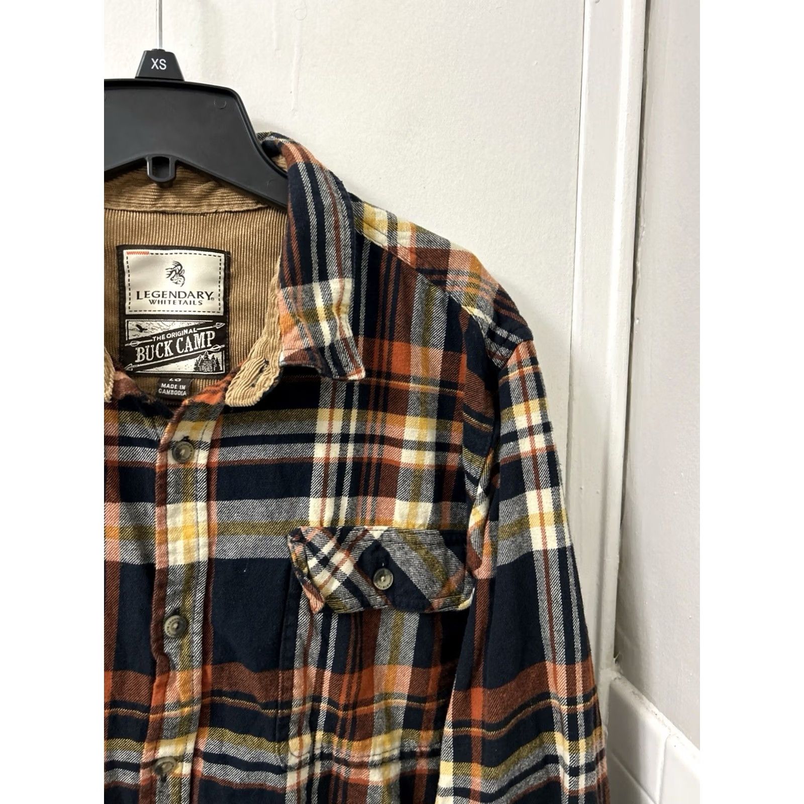 Vintage Legendary Whitetails Buck Camp Shirt Mens Large Orange Plaid Flannel Button-Down Shirt Size US L / EU 52-54 / 3 - 4 Thumbnail