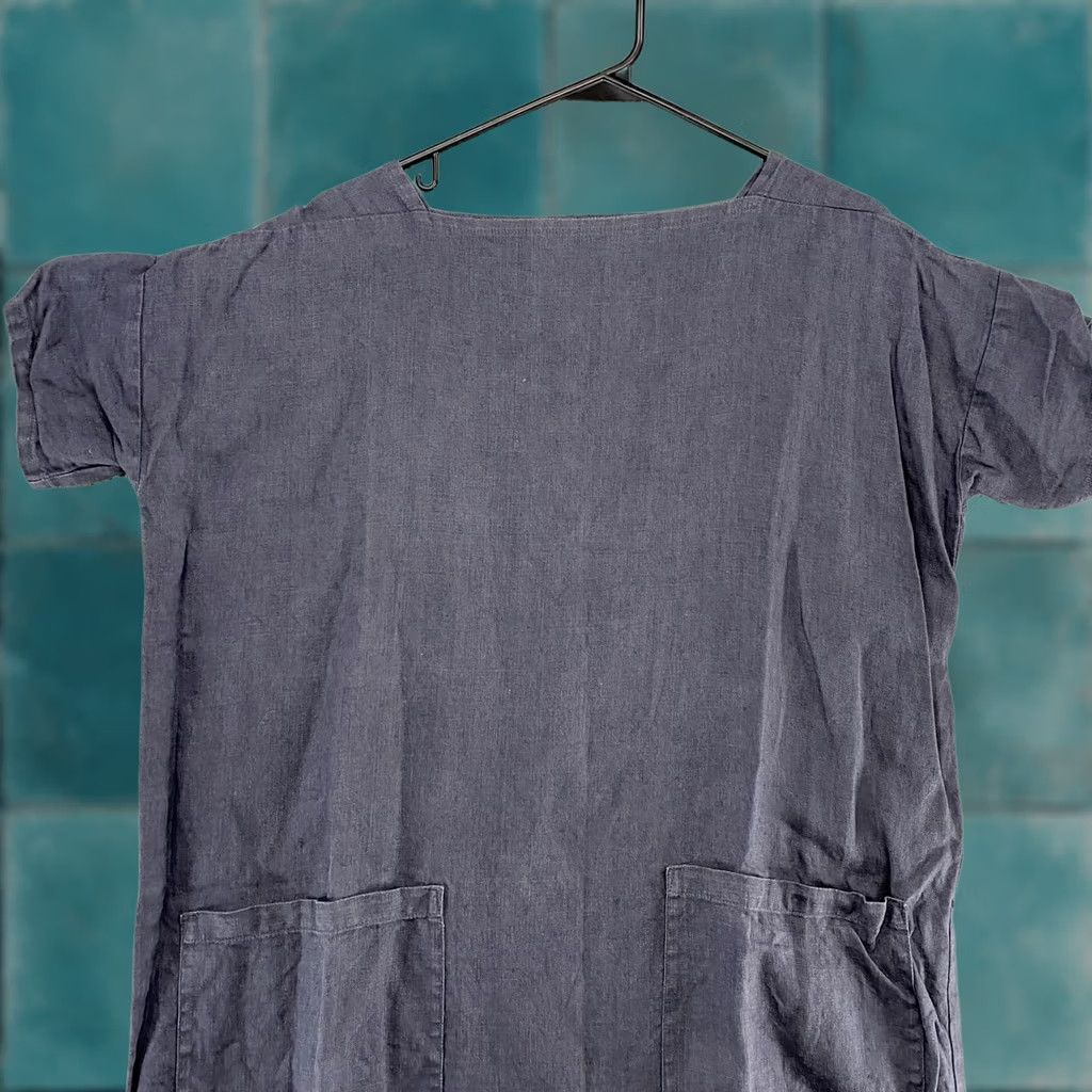 Vintage Not Perfect Linen Dress Womens One Size Blue Linen Shift Pockets Lagenlook Size ONE SIZE - 1 Thumbnail