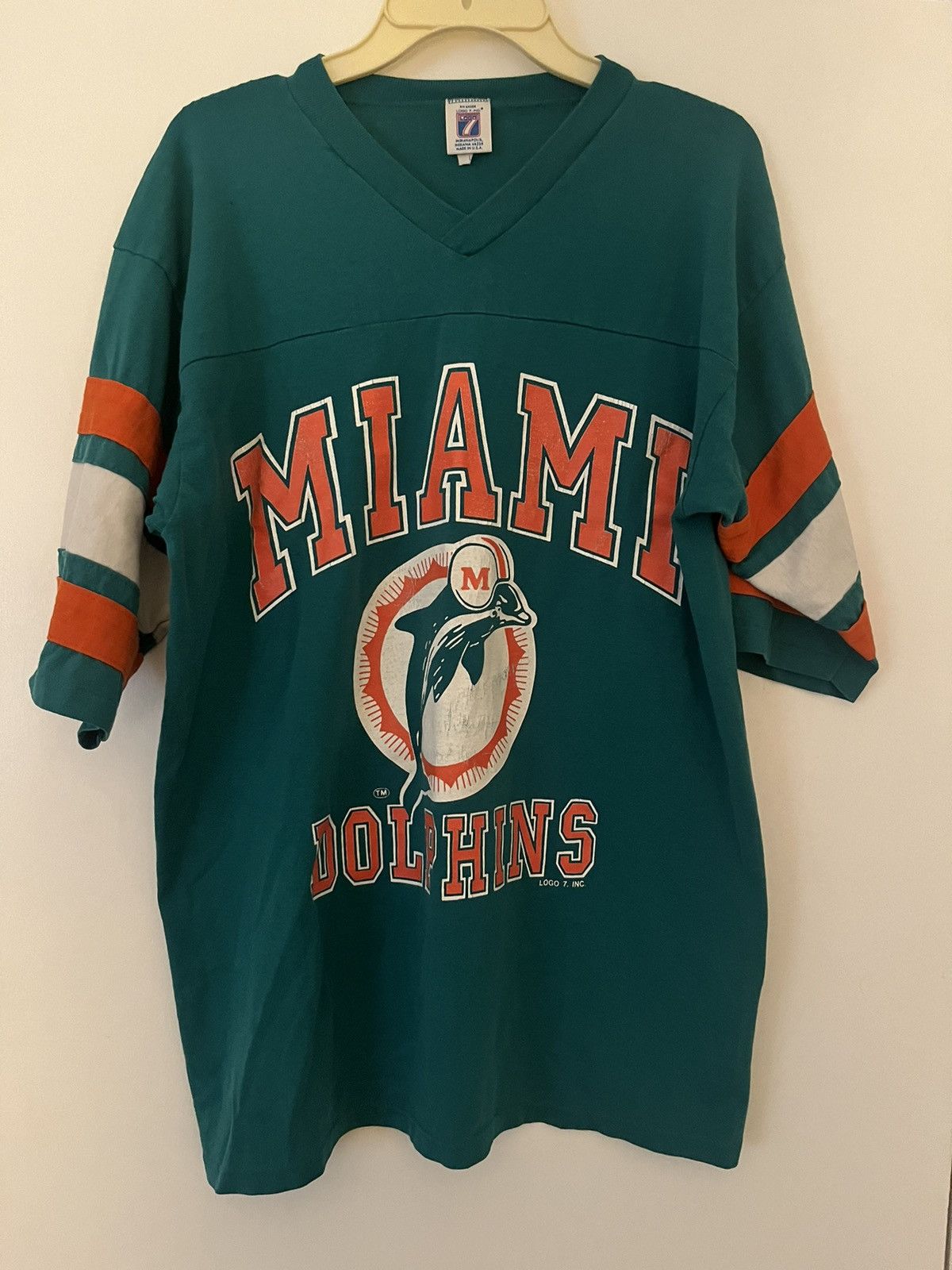 Logo 7 × Vintage Vintage 90s Miami Dolphins Logo 7 Adult Tee Shirt Size US L / EU 52-54 / 3 - 1 Thumbnail