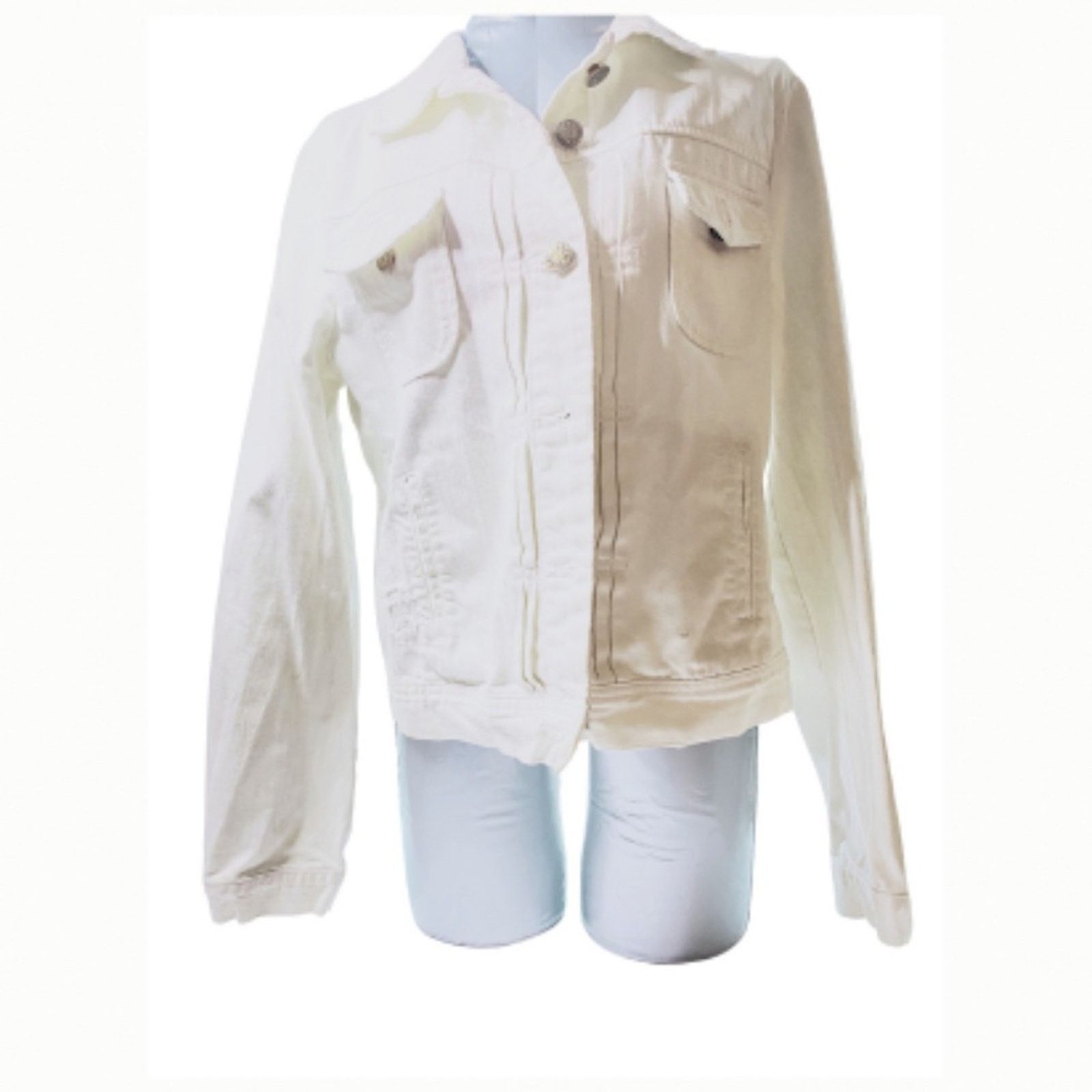 J.Crew J. CREW Vintage White Denim Utility Jacket Size L / US 10 / IT 46 - 1 Thumbnail