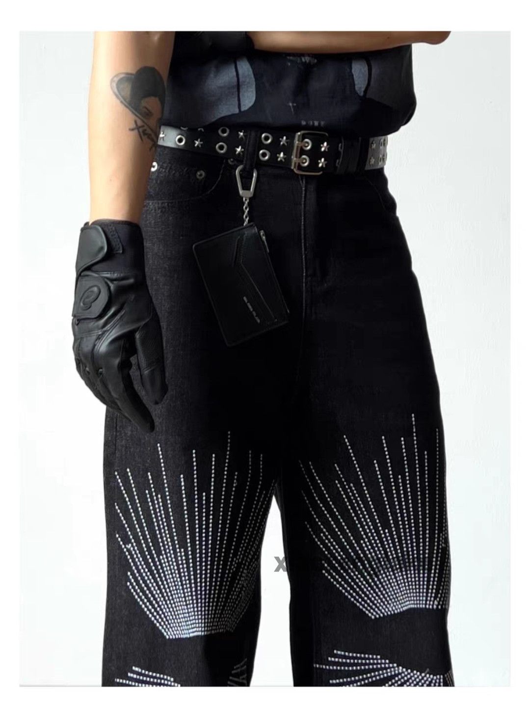 Jean xz utility loose baggy skate hiphop pattern Festival jeans Size US 33 - 8 Thumbnail