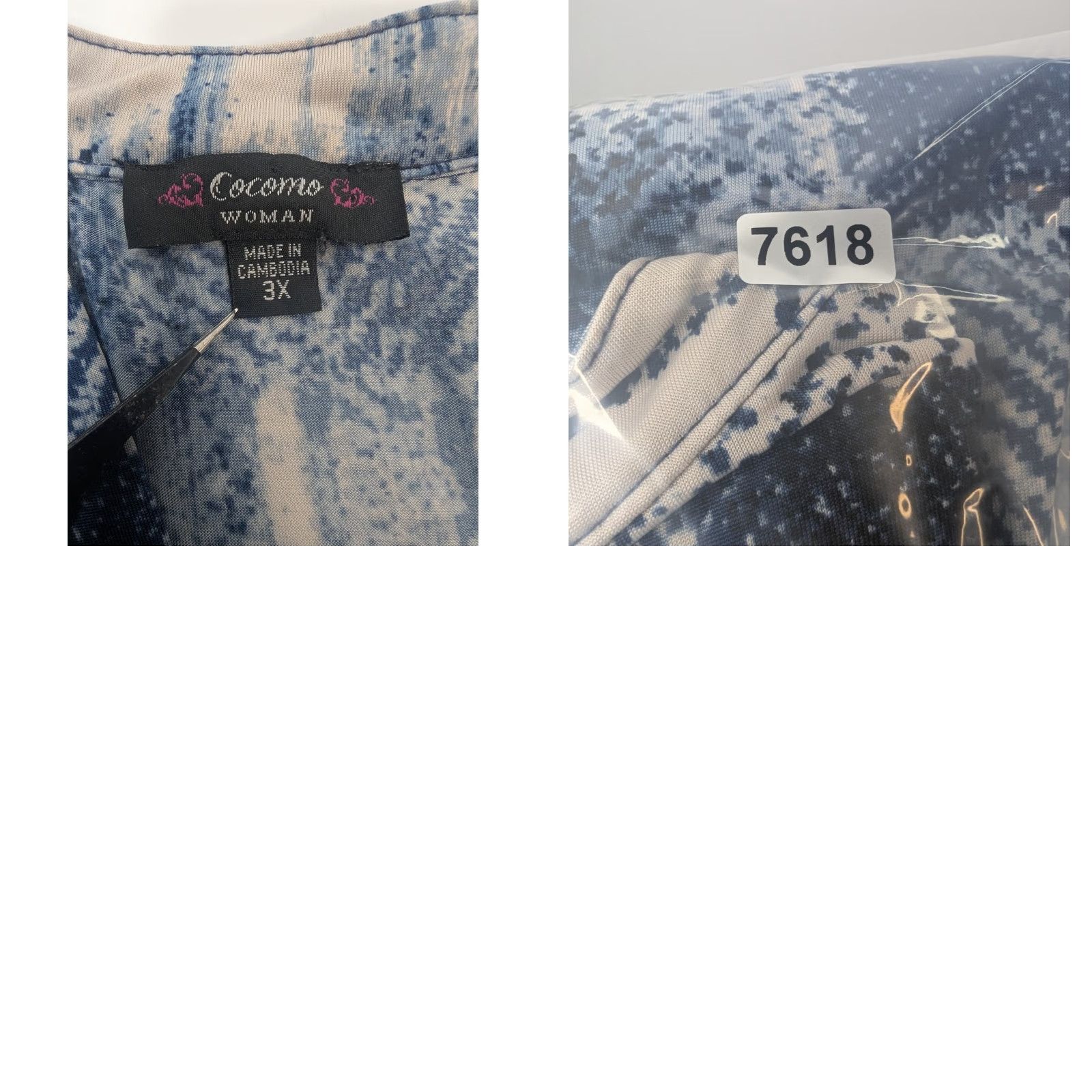 Vintage Cocomo Plaid 3/4 Roll Tab Sleeve Button Top V-Neck Henley Plus 3X Blue Knit Blouse Women Shirt Tunic Size XXL / US 16-18 / IT 52-54 - 8 Thumbnail