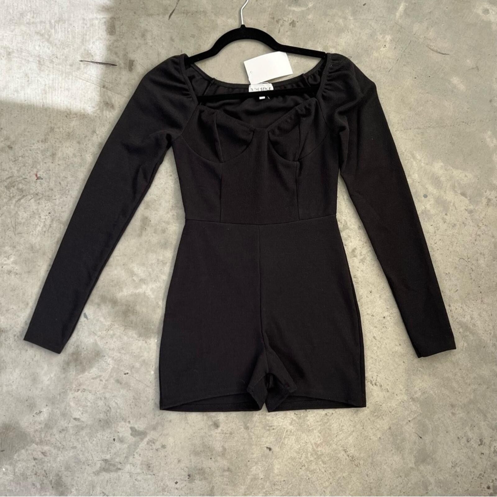 Other In The Style / Ribbed Long Sleeve Unitard / Black Size 28" / US 6 / IT 42 - 6 Thumbnail