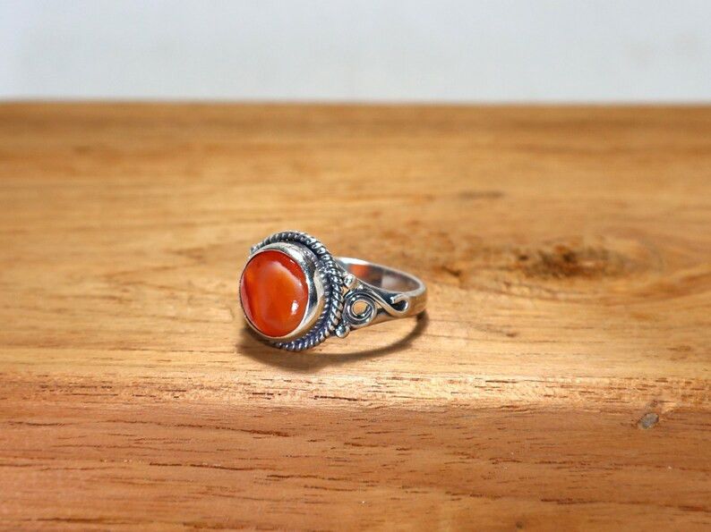 Handmade Carnelian Ring: Handmade Sterling Silver Ring, Gift for Wife Size ONE SIZE - 4 Thumbnail