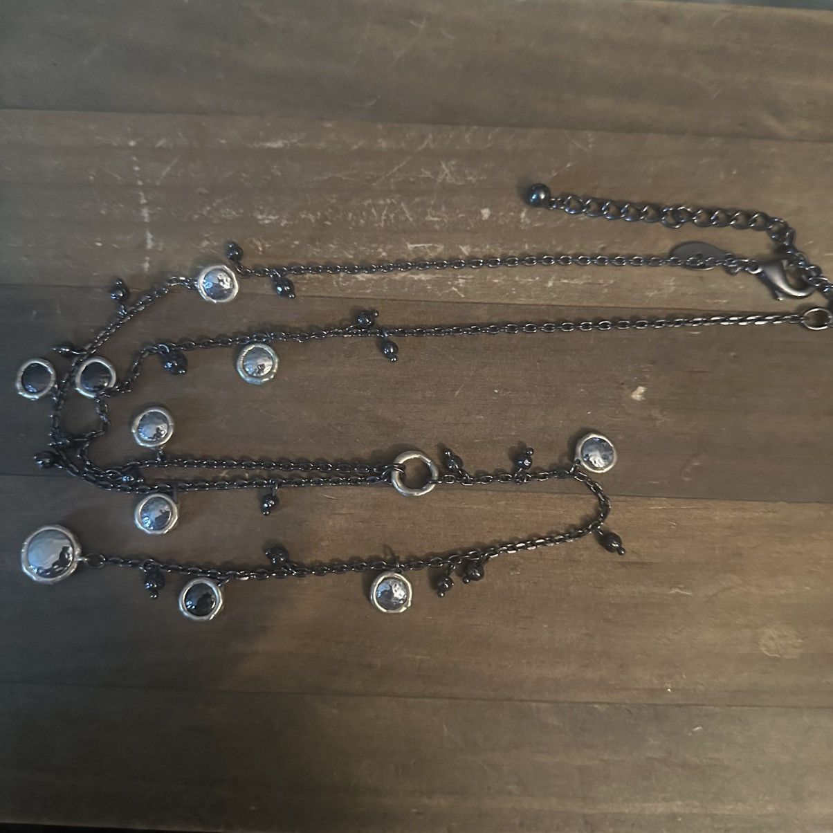 Chicos Chico’s dark silver tone hammered disc dangles Y necklace Size ONE SIZE - 2 Thumbnail