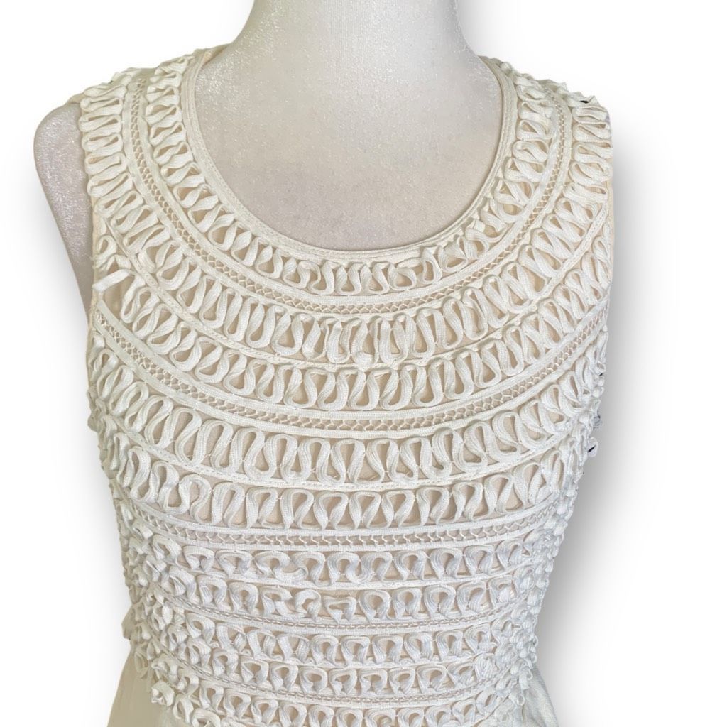 3.1 Phillip Lim 3.1 Phillip Lim Dress Cream Sleeveless Bow Detail Ribbon Lac Size XS / US 0-2 / IT 36-38 - 2 Thumbnail