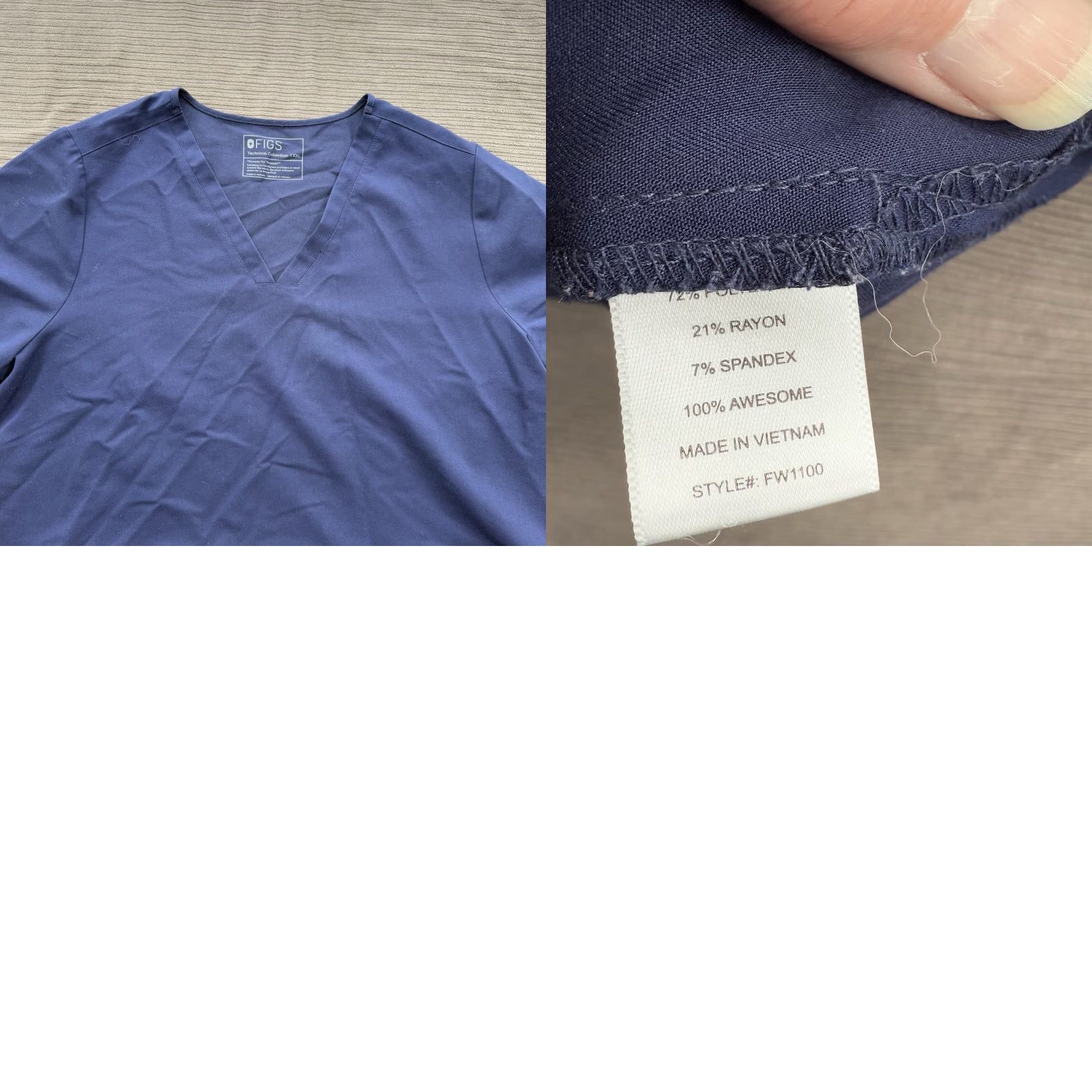 Vintage FIGS Scrub Top Women 2XL Blue Polyester Nursing Hospital Medical Comfort Shirt Adult Womens Medical Scrub Top Blue 2XL FIGS Size XXL / US 16-18 / IT 52-54 - 8 Thumbnail