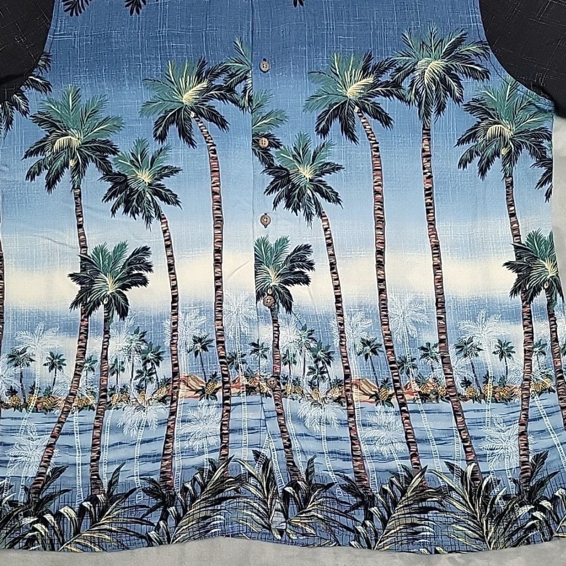 Vintage VINTAGE Batik Bay Shirt Mens XL Blue Black Rayon Palm Tree Hawaiian Tropical Vacation Bamboo Cay Button-Up Casual Mens Size US XL / EU 56 / 4 - 2 Thumbnail