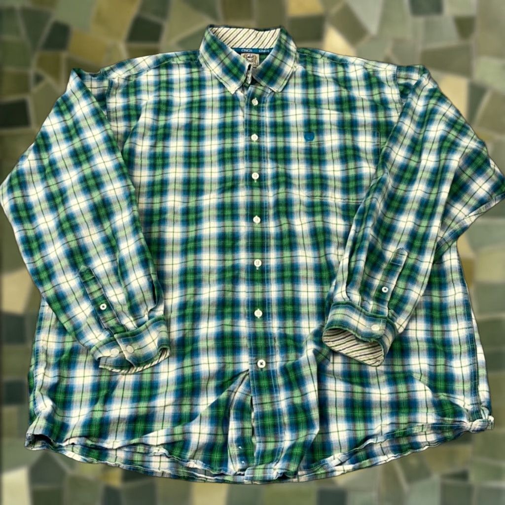 Vintage Cinch Shirt Mens XL Green Plaid Western Button-Up Long Sleeve Casual Stay Comfortable All Seasons Western Theme Mens XL Green Plaid Shirt Size US XL / EU 56 / 4 - 1 Thumbnail
