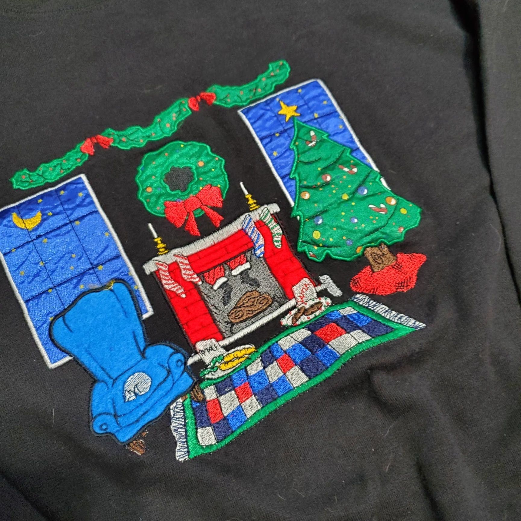 Vintage VINTAGE Nutcracker Christmas Black Sweatshirt By the Fireplace Womens Large Size L / US 10 / IT 46 - 5 Thumbnail