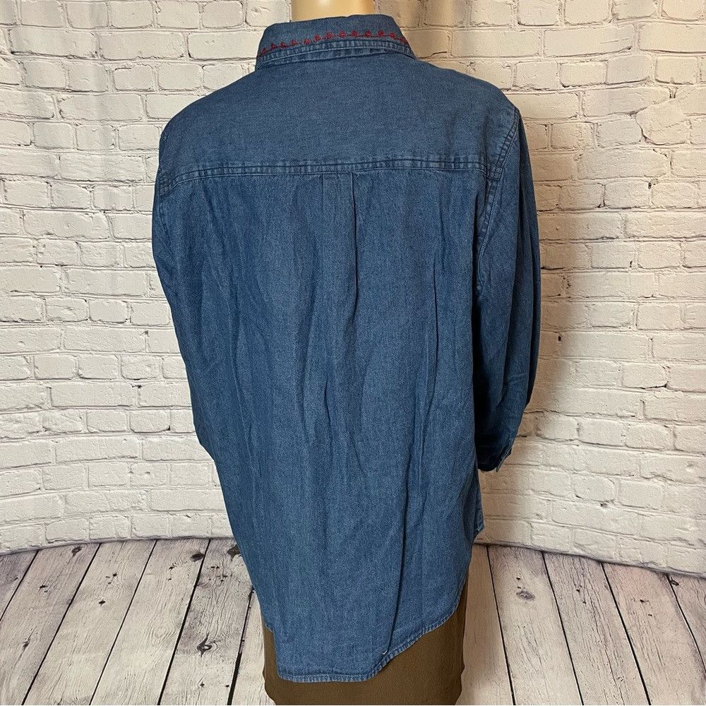 Other New Vintage National Denim Long Sleeve Embroidered Shirt Si Size XL / US 12-14 / IT 48-50 - 4 Thumbnail