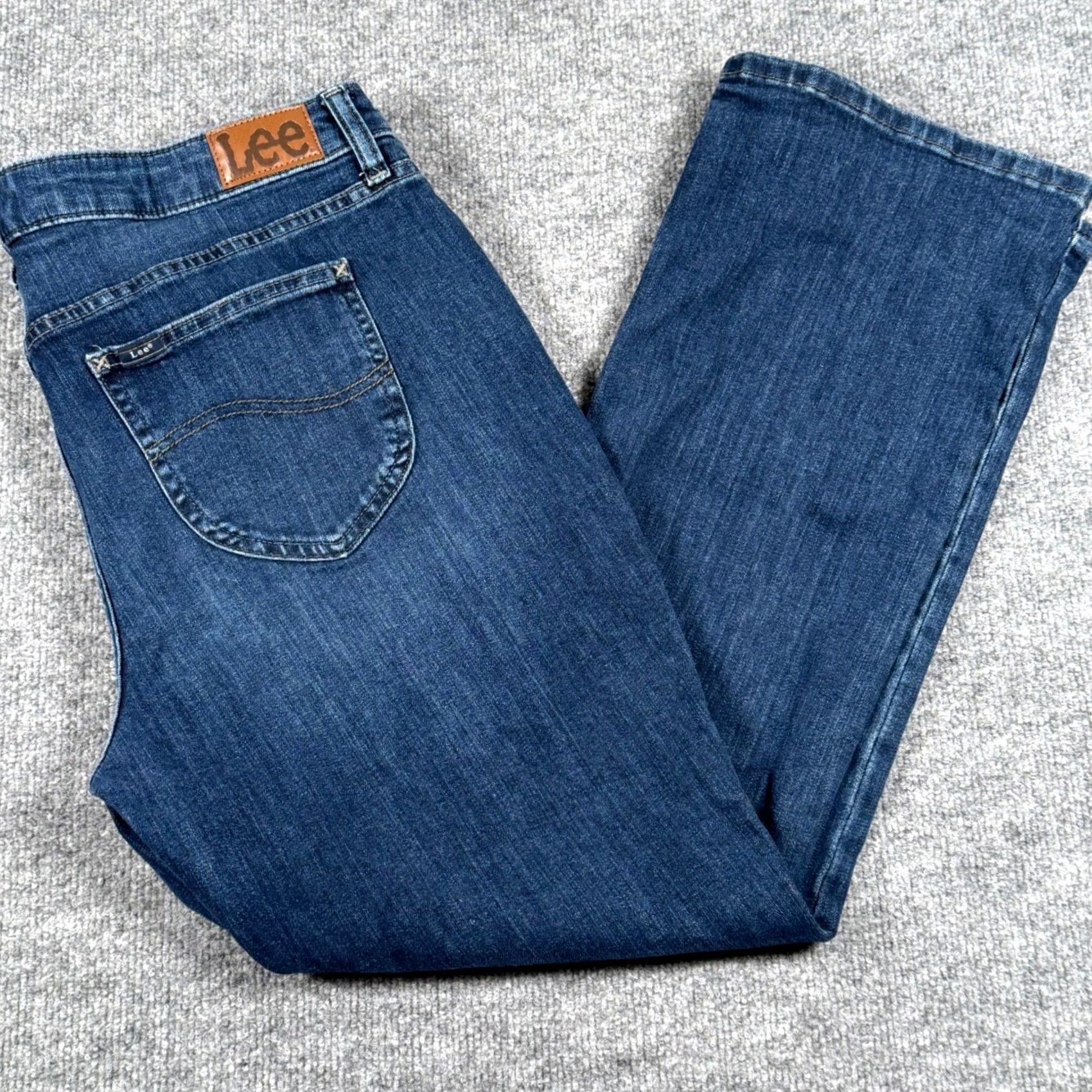 Lee Lee Women Jeans Bootcut 18S Denim Blue 5-Pocket Stretch Classic Mid Rise Size 40" / US 18 - 2 Thumbnail