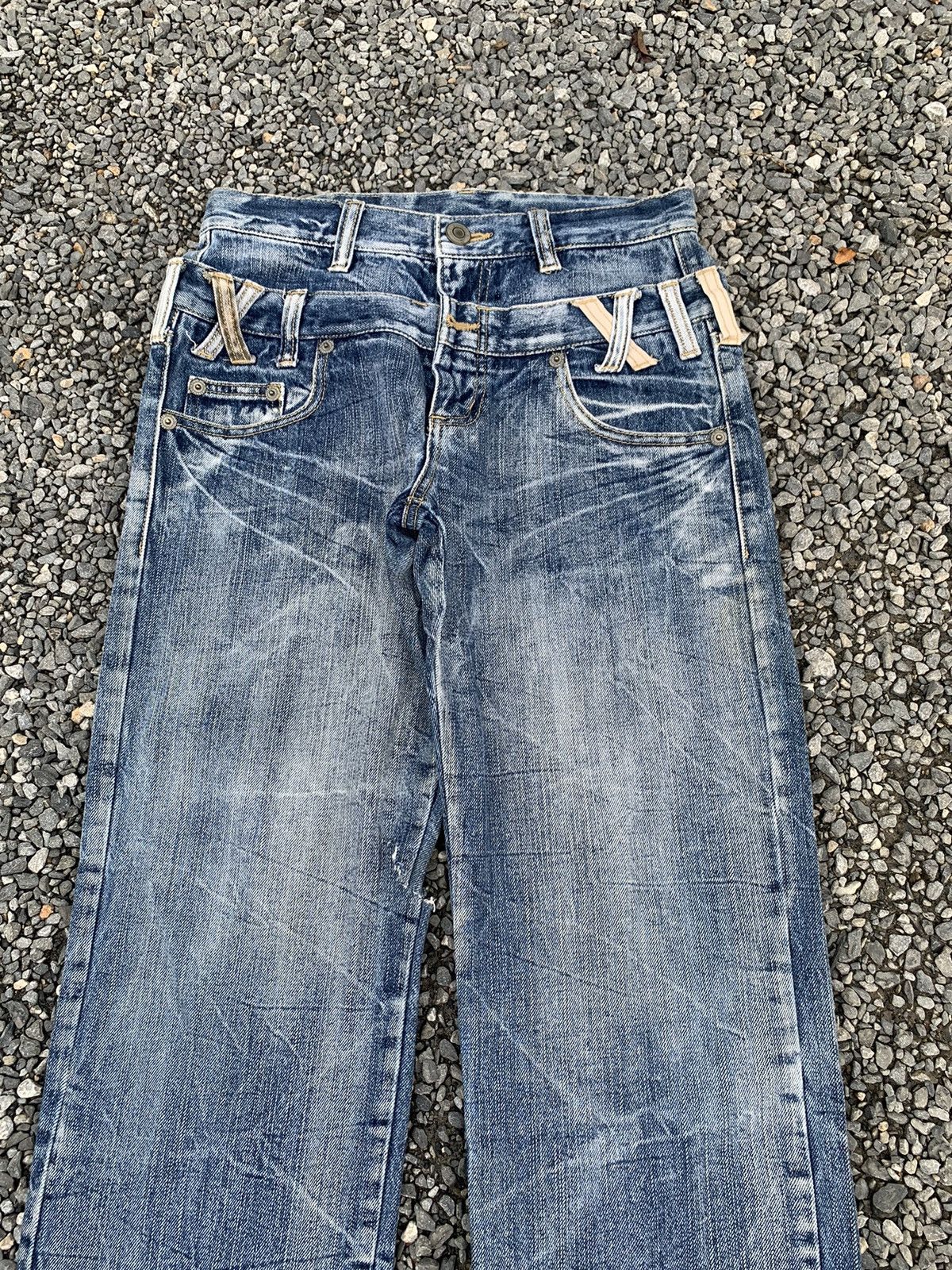 If Six Was Nine DOUBLE WAIST PUNK STYLE JAPANESE MUDMAX DISTRESSED DENIM Size US 28 / EU 44 - 5 Thumbnail