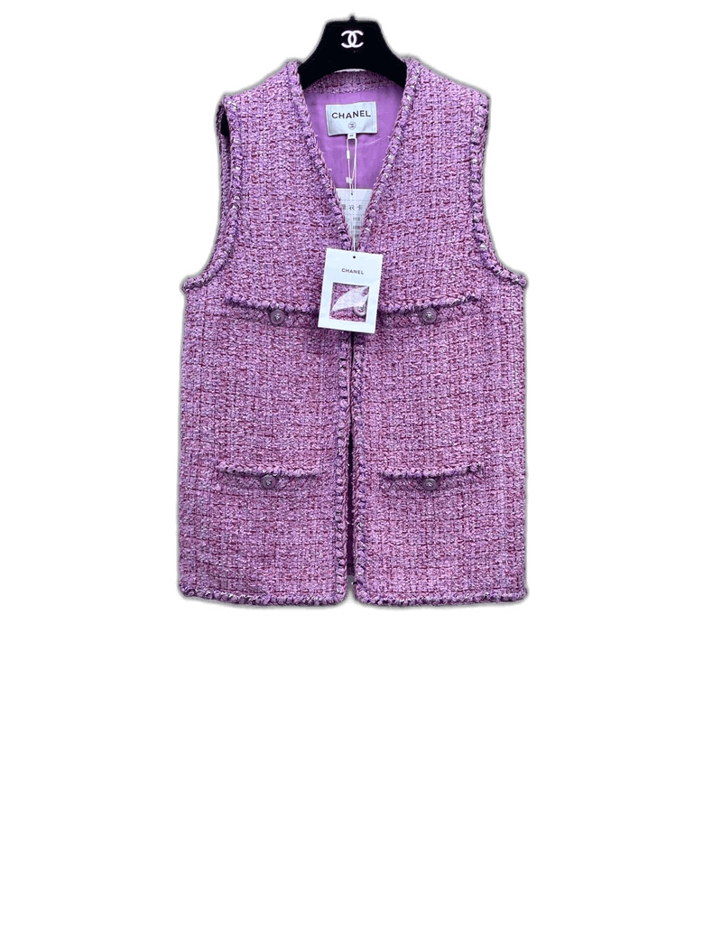 Chanel Elegant Purple Long Vest with Four Pockets Size US L / EU 52-54 / 3 - 1 Thumbnail