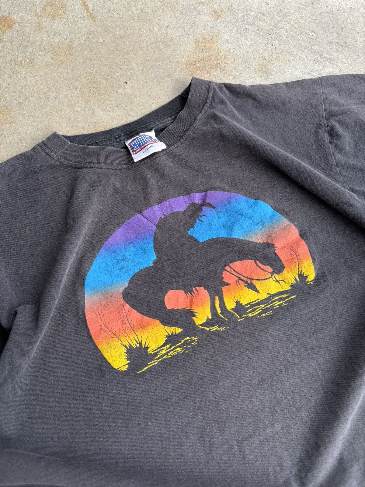 Cowboy Equipment × Vintage × Western Rise Crazy 90s Faded Lone Ranger Cowboy Sunset Boxy Tee Size US M / EU 48-50 / 2 - 3 Thumbnail