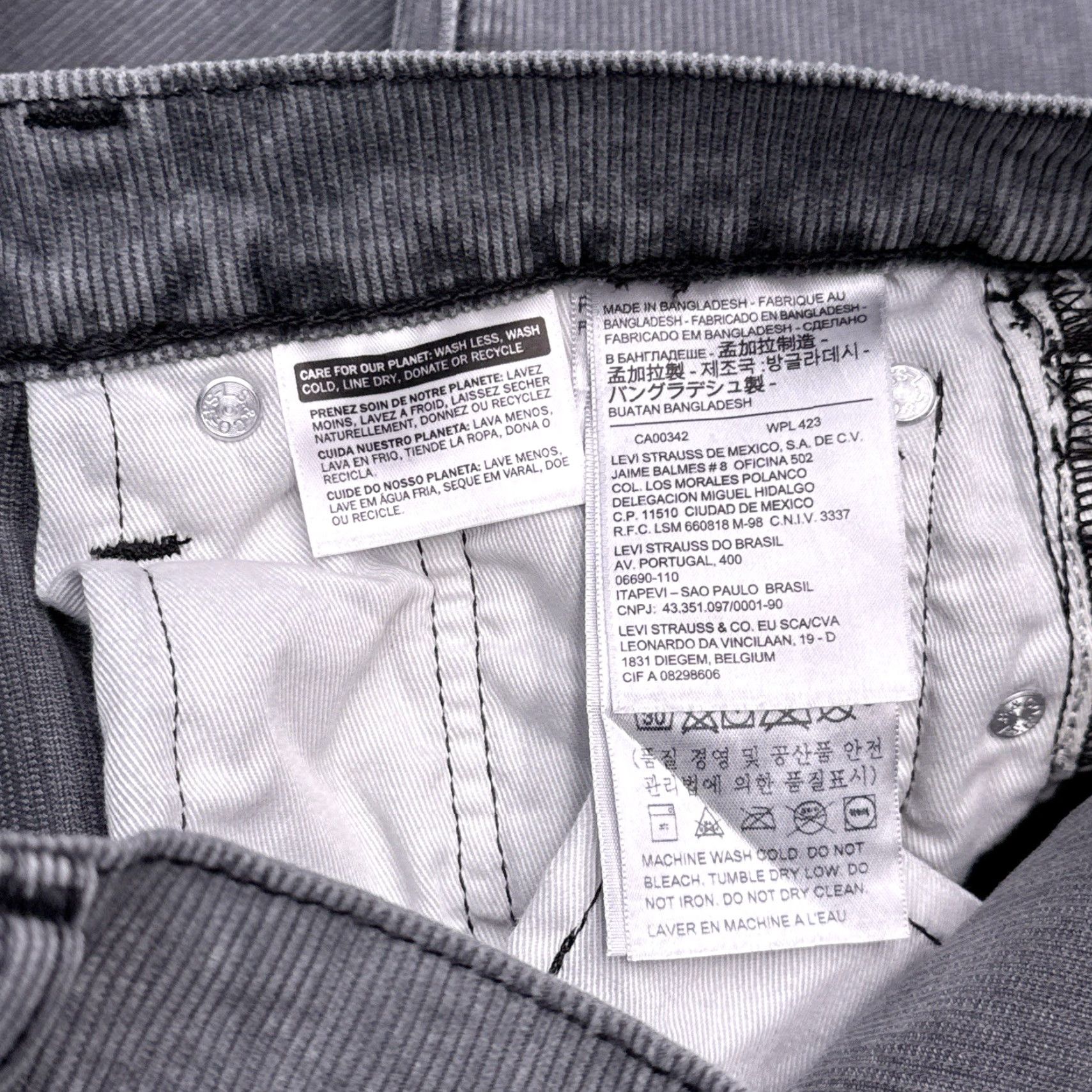 Levi's Levis 514 Jeans Mens 28x32 Gray Regular Straight Corduroy Premium New Size US 28 / EU 44 - 5 Thumbnail