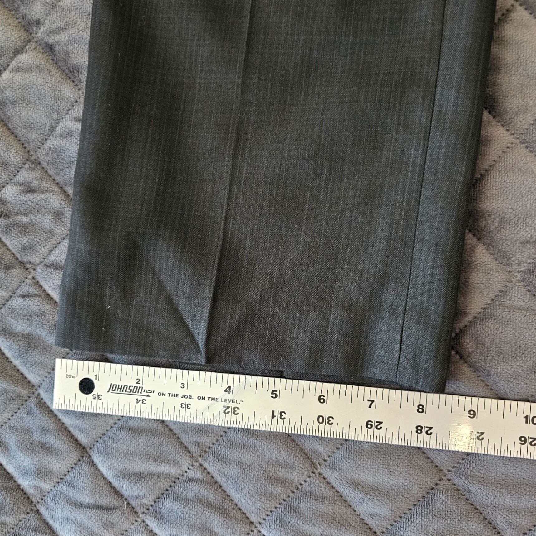 Perry Ellis Perry Ellis Portfolio Men's Dress Pants 32 x 30 Heather Black Semi-Stripe Flat Front Classic Straight Leg Dress Pants Mens 32 Black Size US 32 / EU 48 - 7 Thumbnail