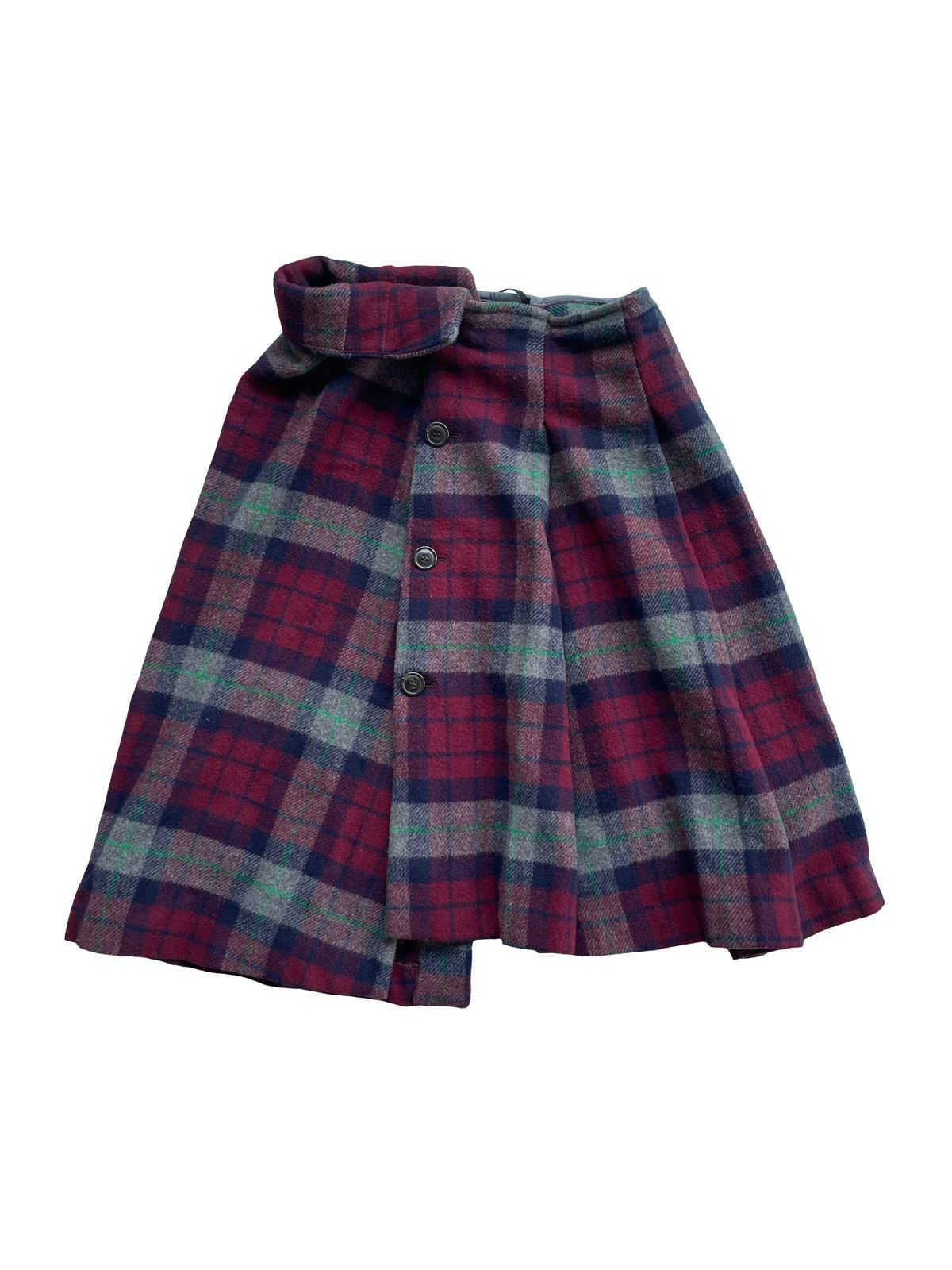 Issey Miyake Issey Miyake 🔥 Sunao Kuwahara Plaid Punk Skirt Wool (Red) Size 31" - 1 Thumbnail