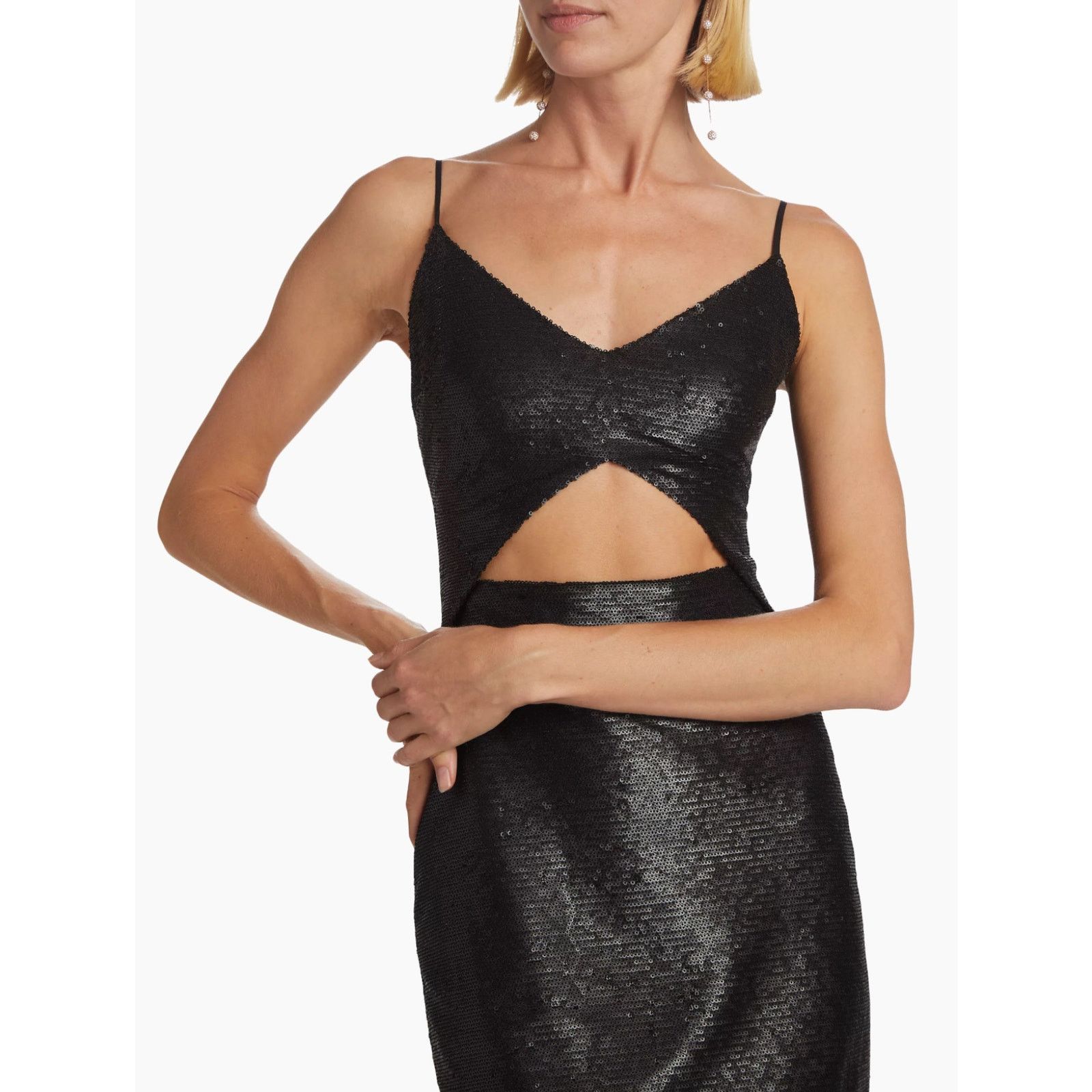 L'AGENCE L'AGENCE Femme Sequined Midi-Dress Black Bodycon Sz 12 Size XL / US 12-14 / IT 48-50 - 7 Thumbnail