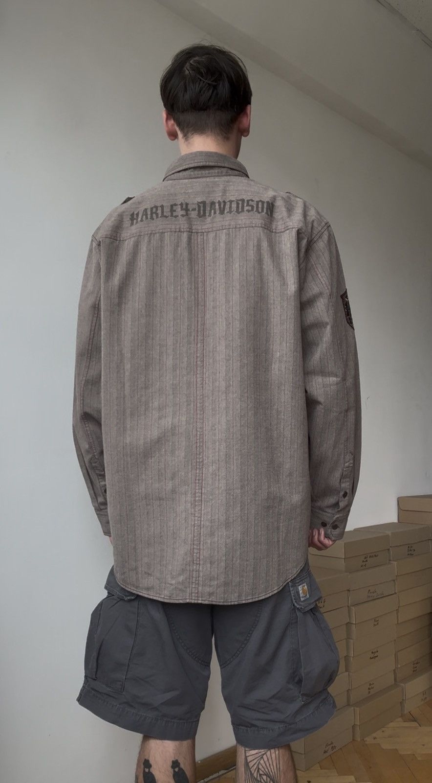 Harley Davidson HARLEY DAVIDSON EMBROIDERED STRIPED BUTTON LONG SLEEVE SHIRT Size US XXL / EU 58 / 5 - 2 Thumbnail
