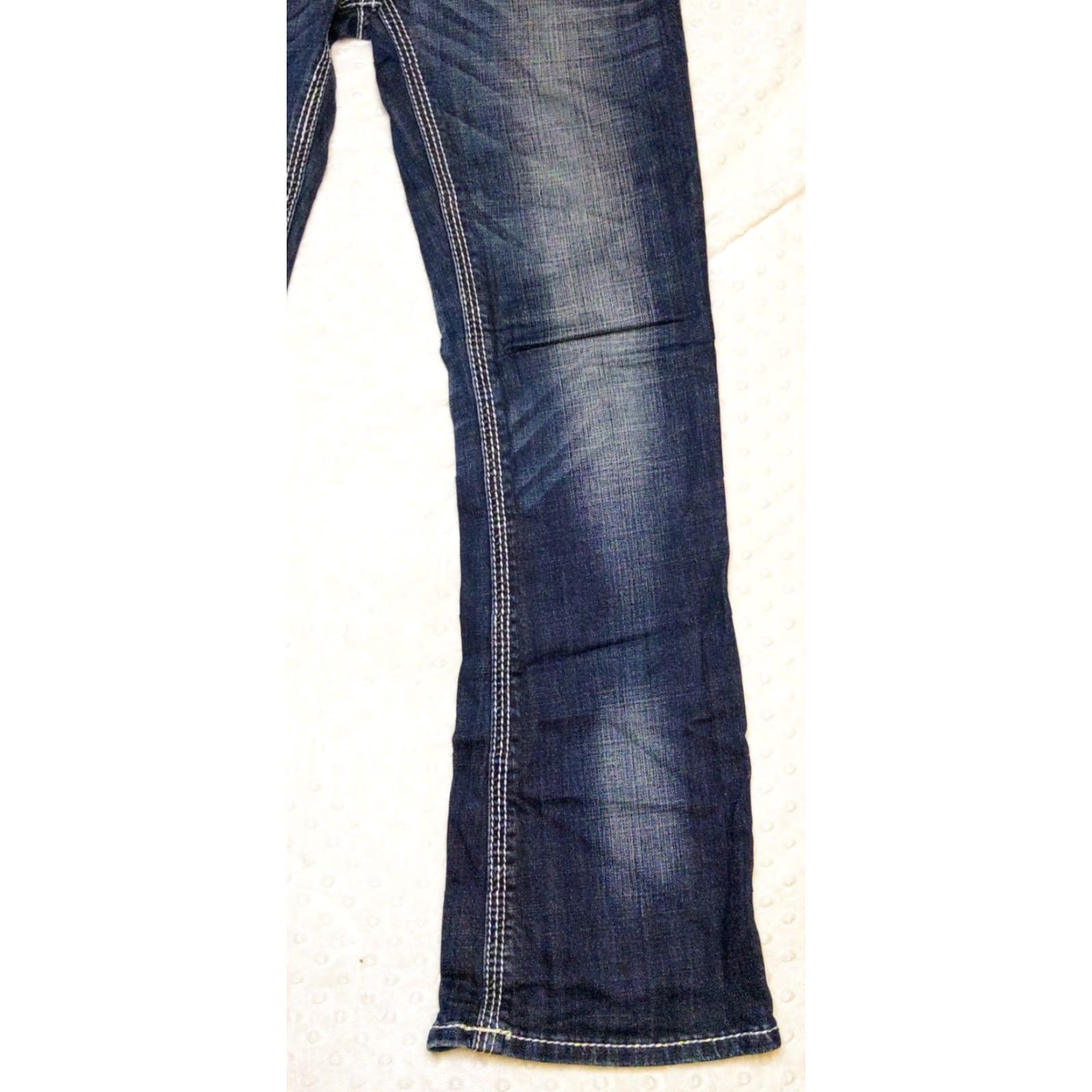 Denime Rock & Roll Cowgirl Denim Jeans 29x32 Women Dark Wash Mid Rise Bootcut Cotton Blend 5-Pocket Embroidered Logo Button Zip Rock Southwestern Cowboy Size 29" - 2 Thumbnail
