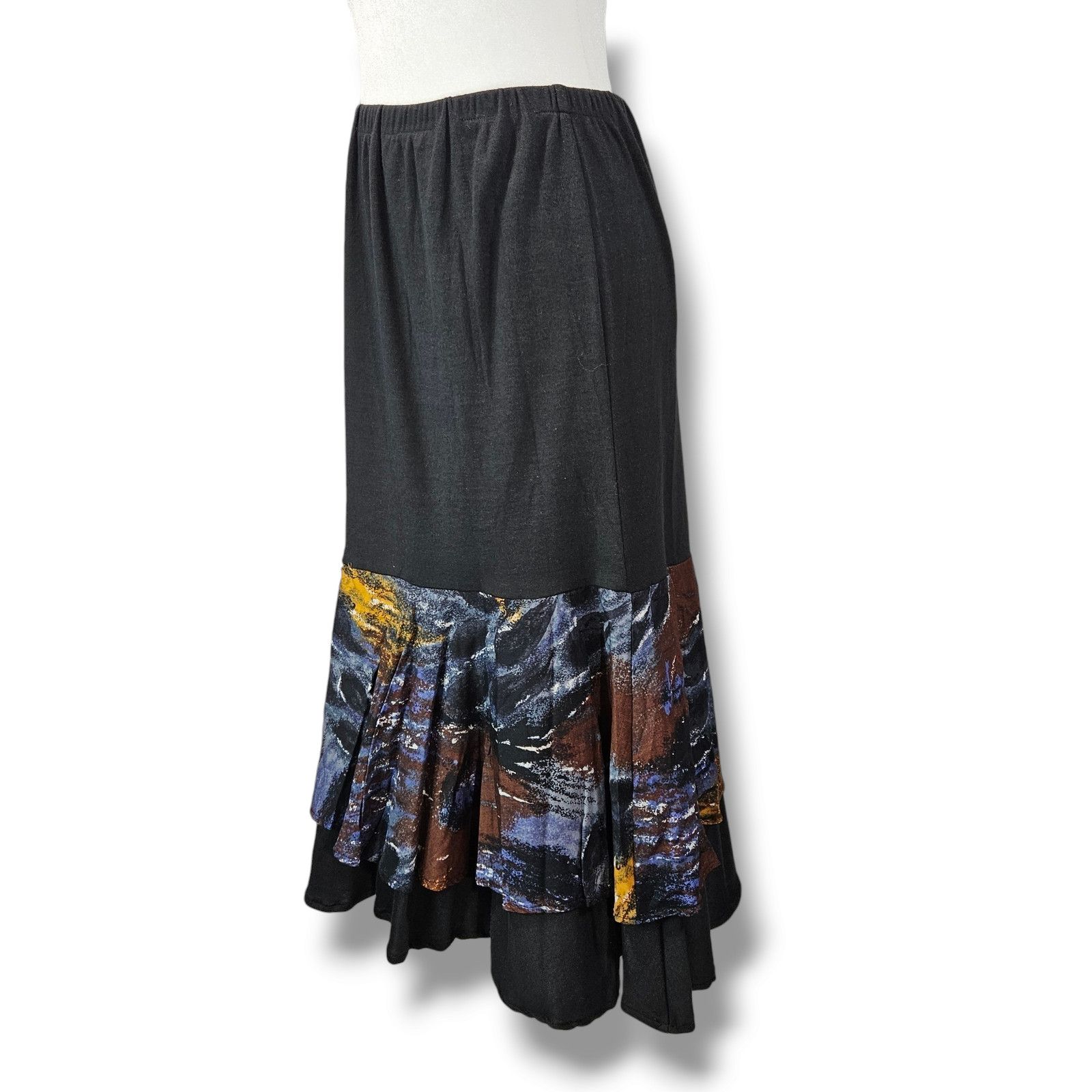 Other EUC VTG Bohemian Layered Midi Skirt Sz. XL Black Size 26" / US 2 / IT 38 - 1 Thumbnail