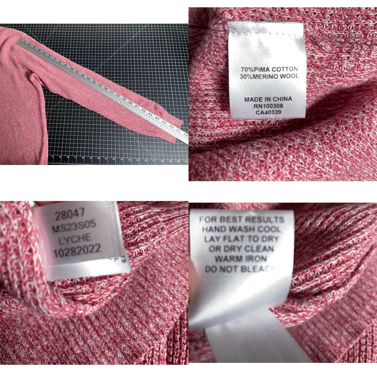 Peter Millar Peter Millar Sweater Men's Large Marled Red 1/4 Zip Pima Cotton Merino Wool Size US L / EU 52-54 / 3 - 8 Thumbnail
