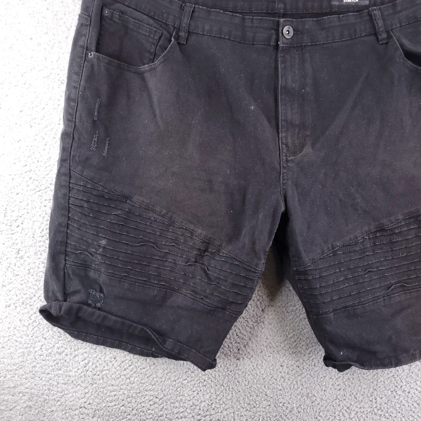 Southpole Southpole Denim Shorts Mens 50 Stretch Black Moto Distressed - Big & Tall Waist 50 Denim Biker Fashion Mens Size US 34 / EU 50 - 2 Thumbnail