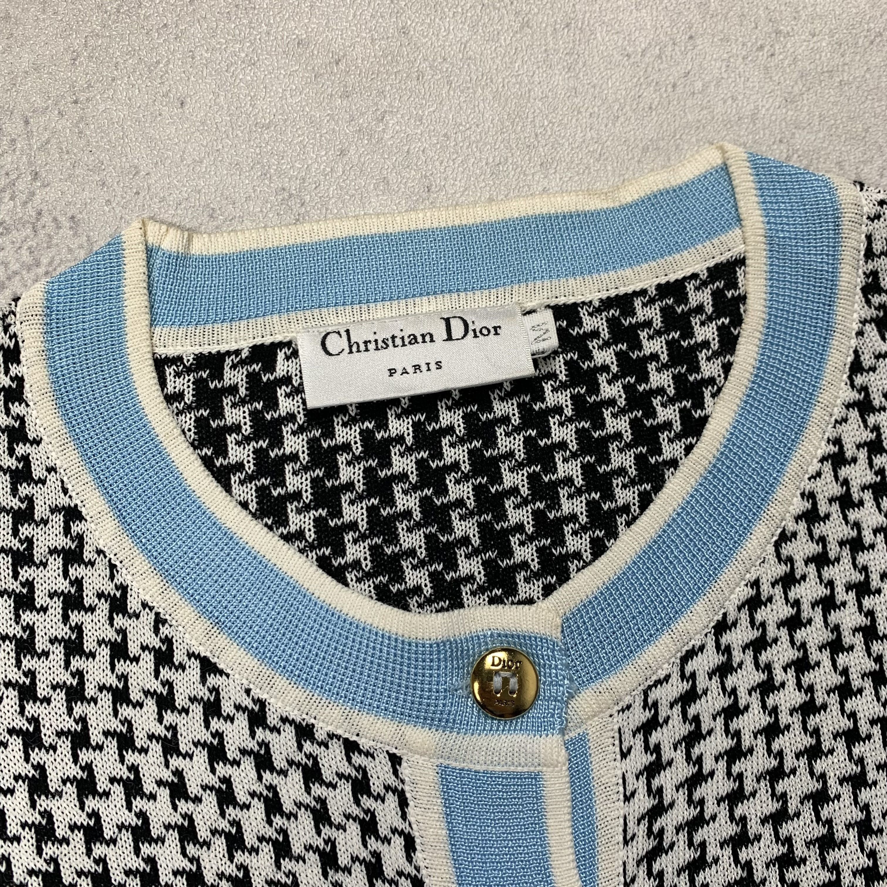 Dior Vintage Christian Dior Houndstooth Tweed Cardigan Size M / US 6-8 / IT 42-44 - 4 Thumbnail