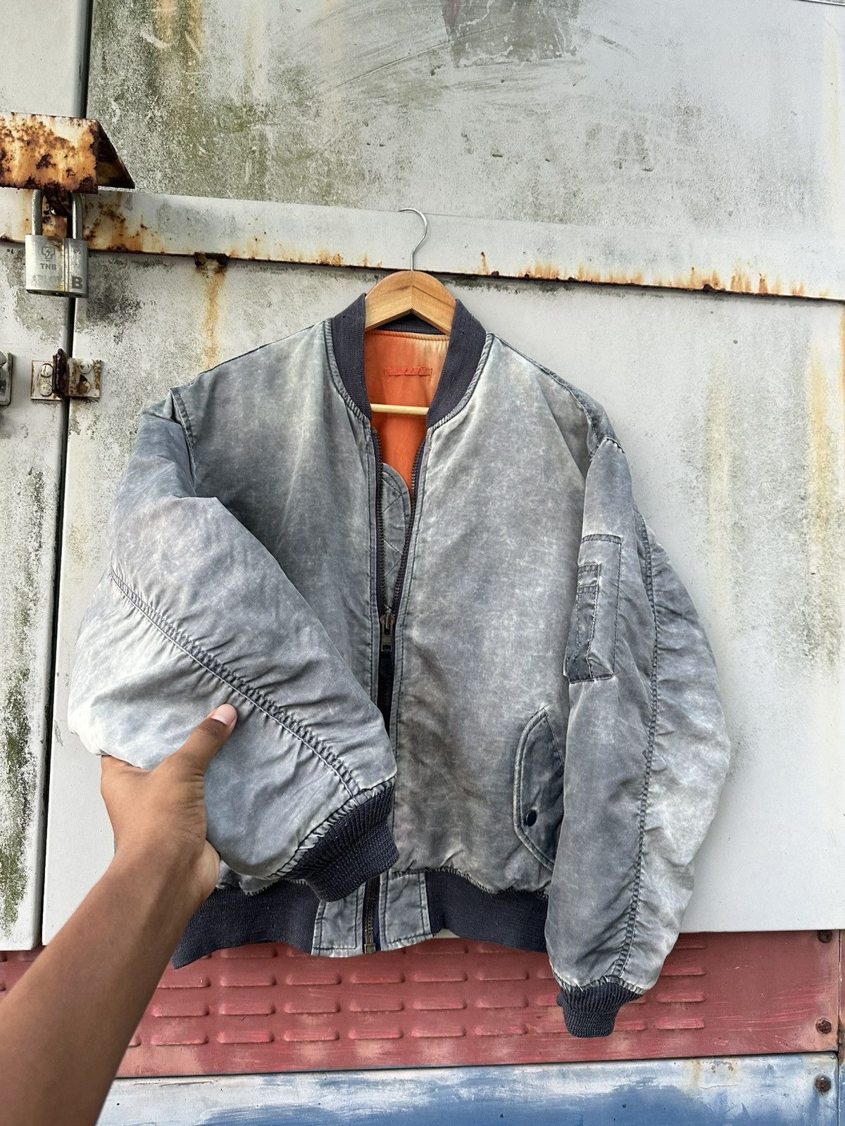 Vintage 🪖Vintage Faded MA-1 Unique Workers Bomber Jacket Size US M / EU 48-50 / 2 - 6 Thumbnail