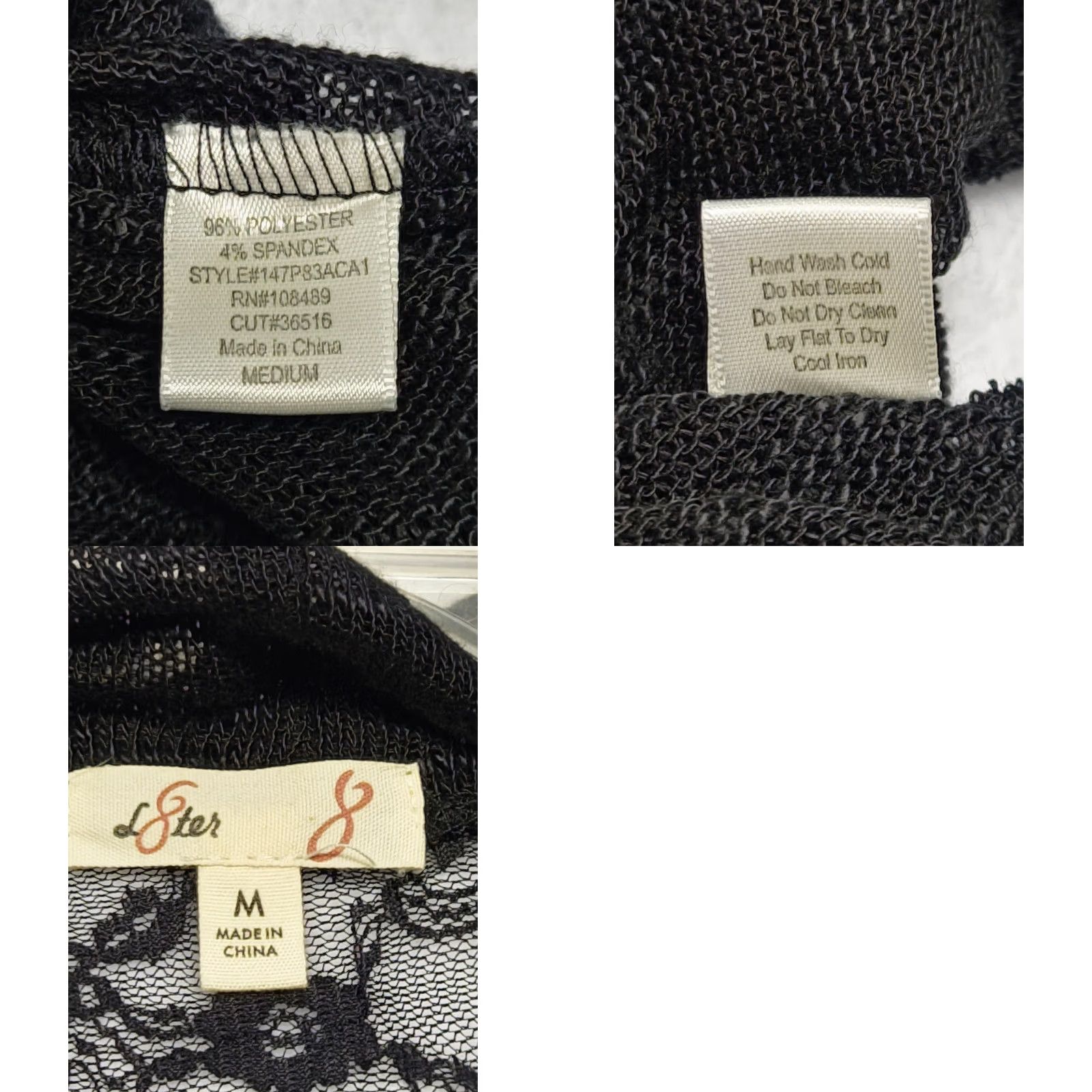 Vintage Women’s Lace Open Front Cardigan Knit Black Long Sleeve Lightweight M Medium Lace Pattern Open Draped Neckline Women Cardigan l8ter 8 Size M / US 6-8 / IT 42-44 - 8 Thumbnail