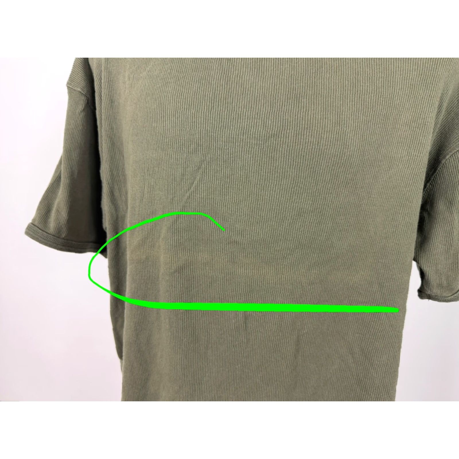 Olive VINTAGE Sonoma Ribbed Shirt Men XL Green 90s T-Shirt Short Sleeve Crew Neck Cotton Knit Vintage 90s Grunge Hipster Outdoor Club Mens Size US XL / EU 56 / 4 - 6 Thumbnail
