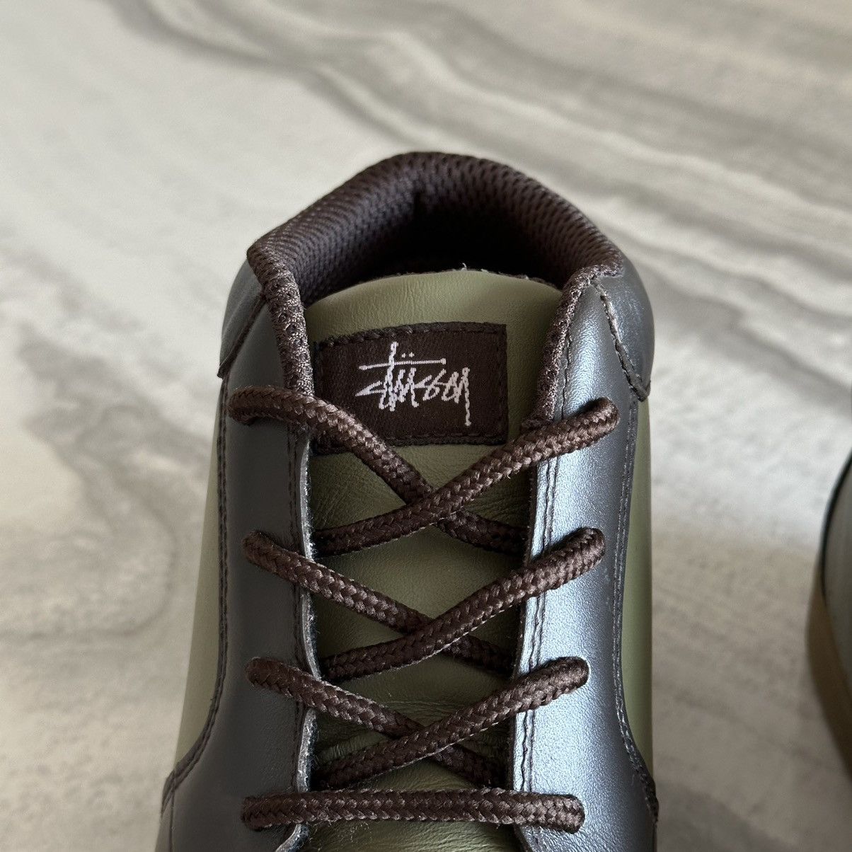 Stussy Vintage Stussy Imperial Olive Brown Leather Mid Top Sneakers Size US 10.5 / EU 43-44 - 5 Thumbnail