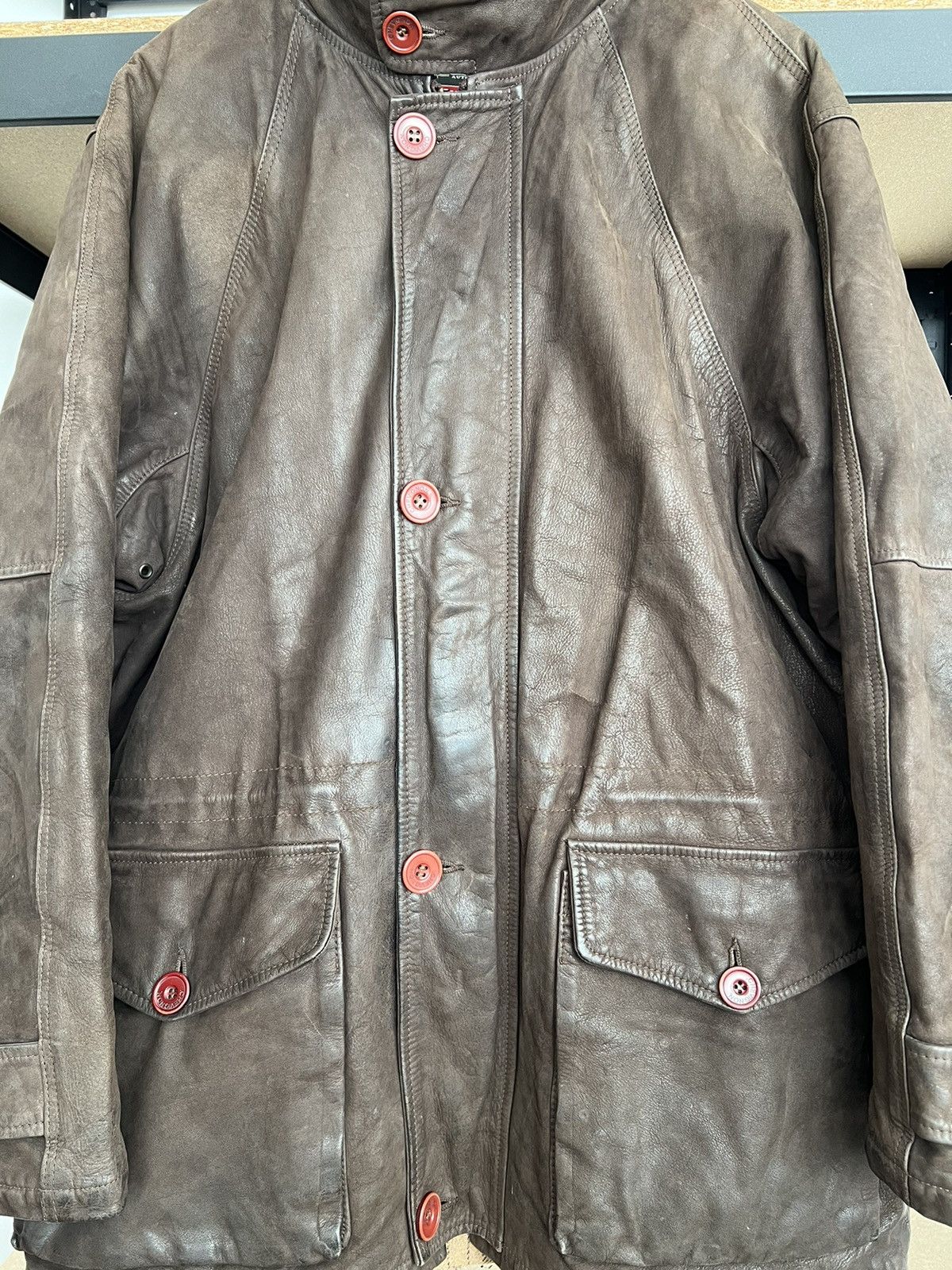 Chevignon Vintage 90s Chevignon Faded Heavy Leather Jacket Size US L / EU 52-54 / 3 - 2 Thumbnail
