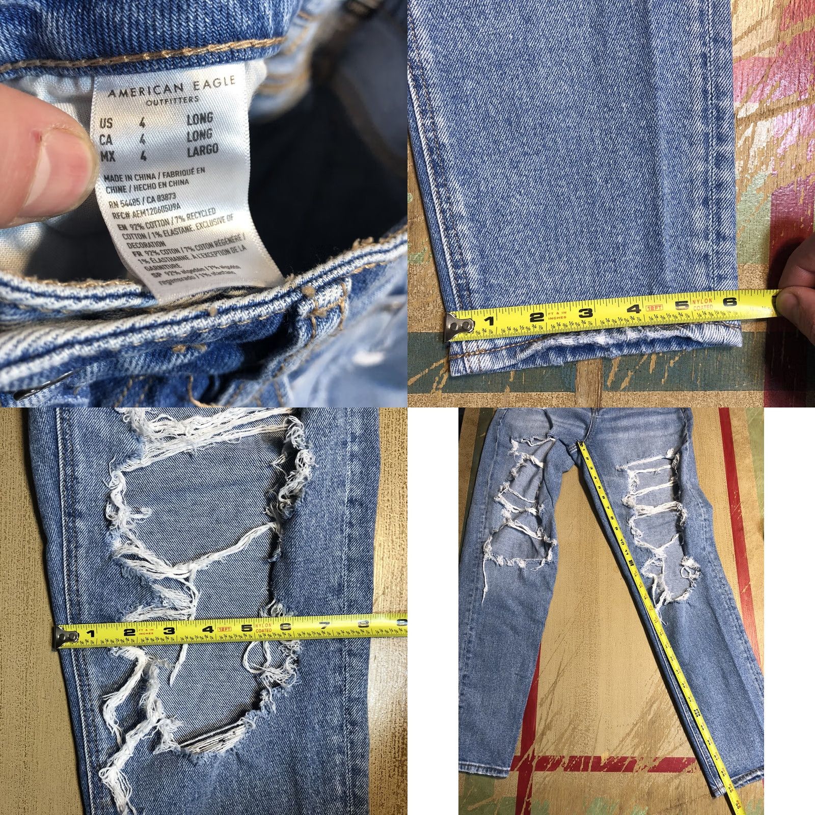 American Eagle Outfitters American Eagle Outfitters Jeans Womens Mom 4 Regular Blue Distressed Light Wash 29in Inseam 5-Pocket Denim Cotton Blend Relaxed 90s Modern Womens Size 27" / US 4 / IT 40 - 8 Thumbnail