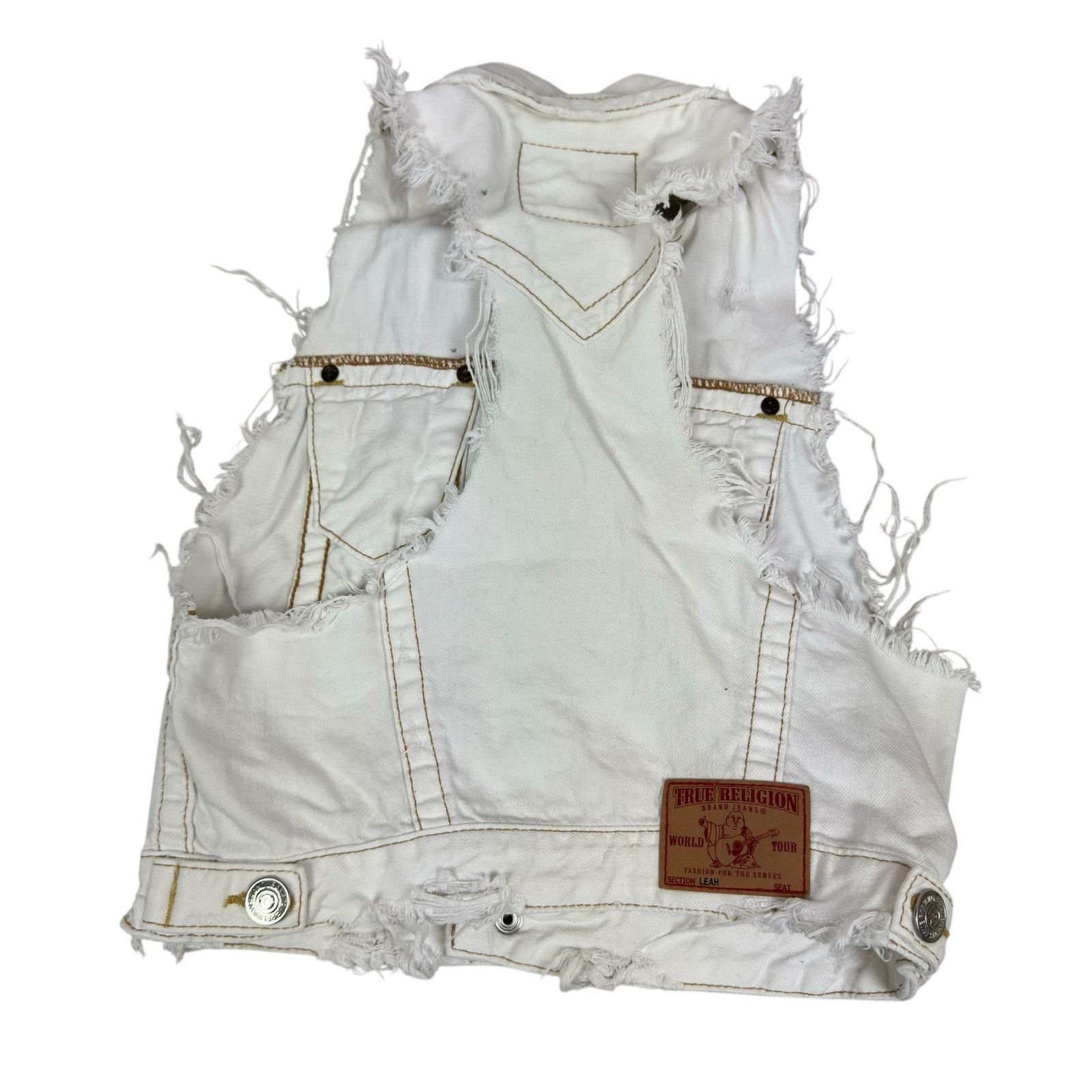True Religion True Religion Leah Kylie Womens White Cotton Trucker Vest XS Size XS / US 0-2 / IT 36-38 - 10 Thumbnail