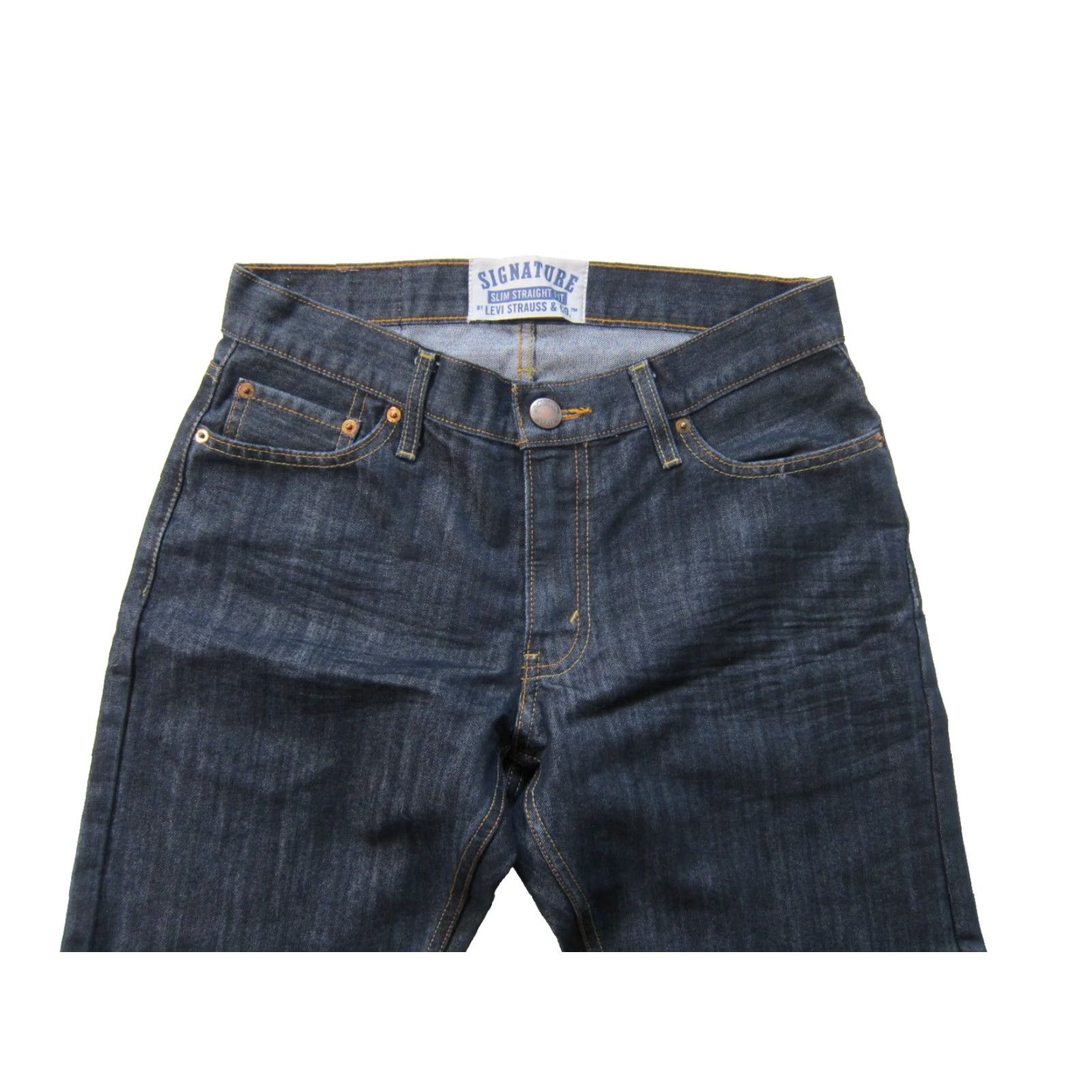 Levi's Levi's Signature Cotton Stretch Dark Wash Slim Straight Fit Jeans Men 30 Size US 30 / EU 46 - 4 Thumbnail