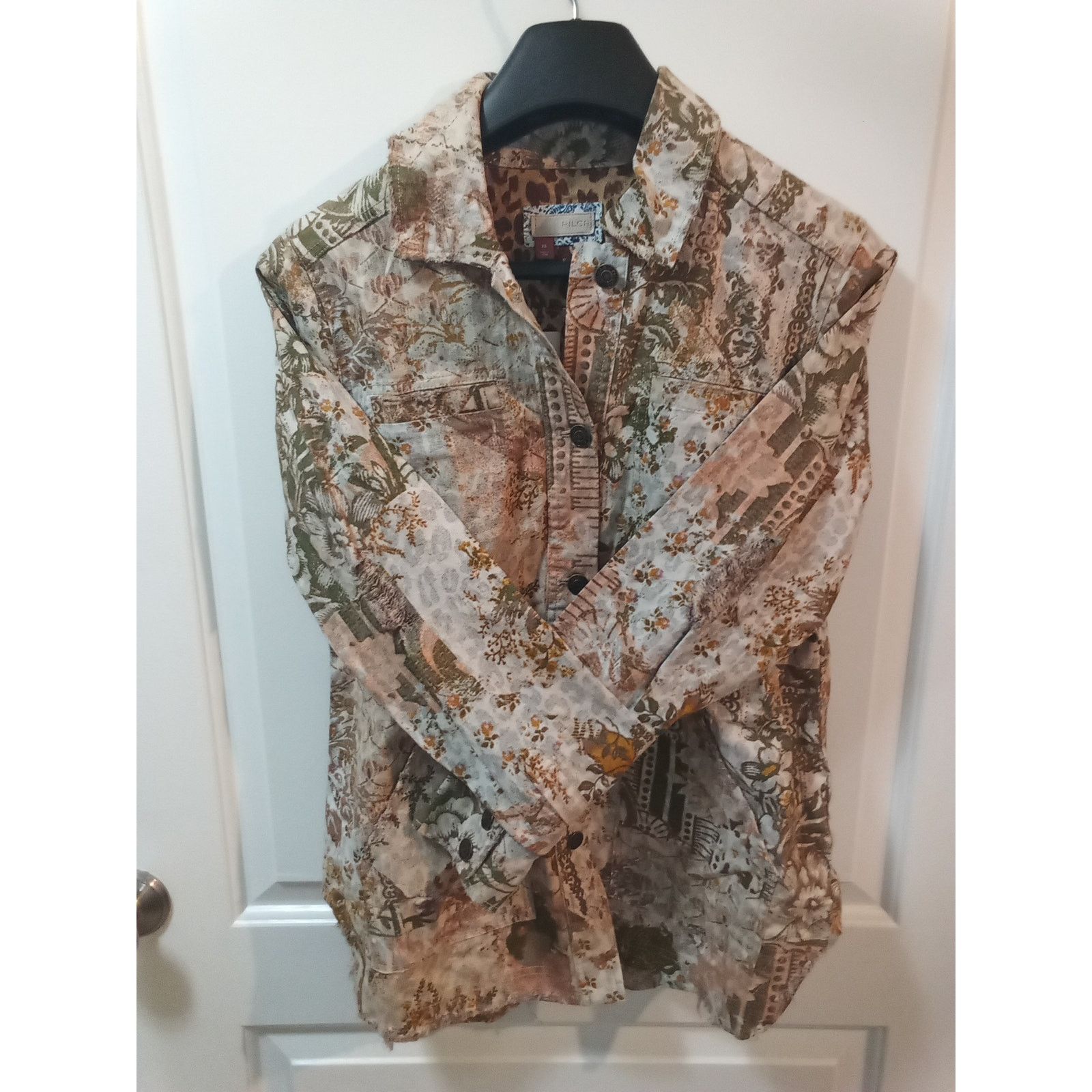 Anthropologie Anthropologie Pilcro Cream Brown Cotton Floral Jacket Size XS / US 0-2 / IT 36-38 - 2 Thumbnail