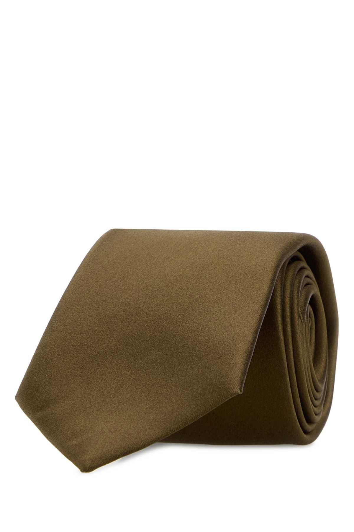 Saint Laurent Paris Sage Green Satin Tie Size ONE SIZE - 1 Thumbnail