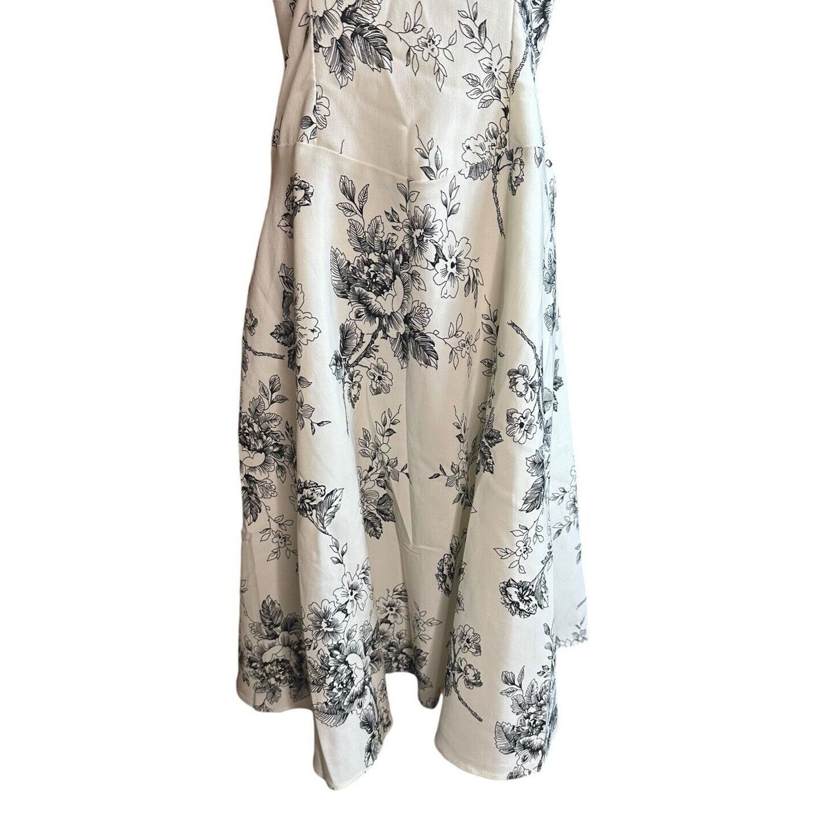 Other Y2K B Smart White Floral Halter Dress V Neck Full Skirt 7/8 Size M / US 6-8 / IT 42-44 - 3 Thumbnail