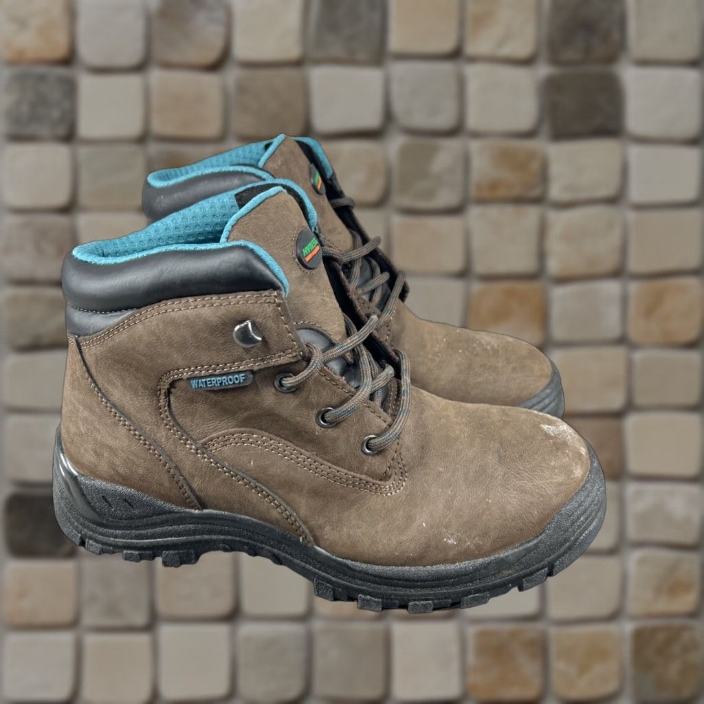 VINTAGE HyTest Work Boots Women Size Wide Waterproof Steel Toe