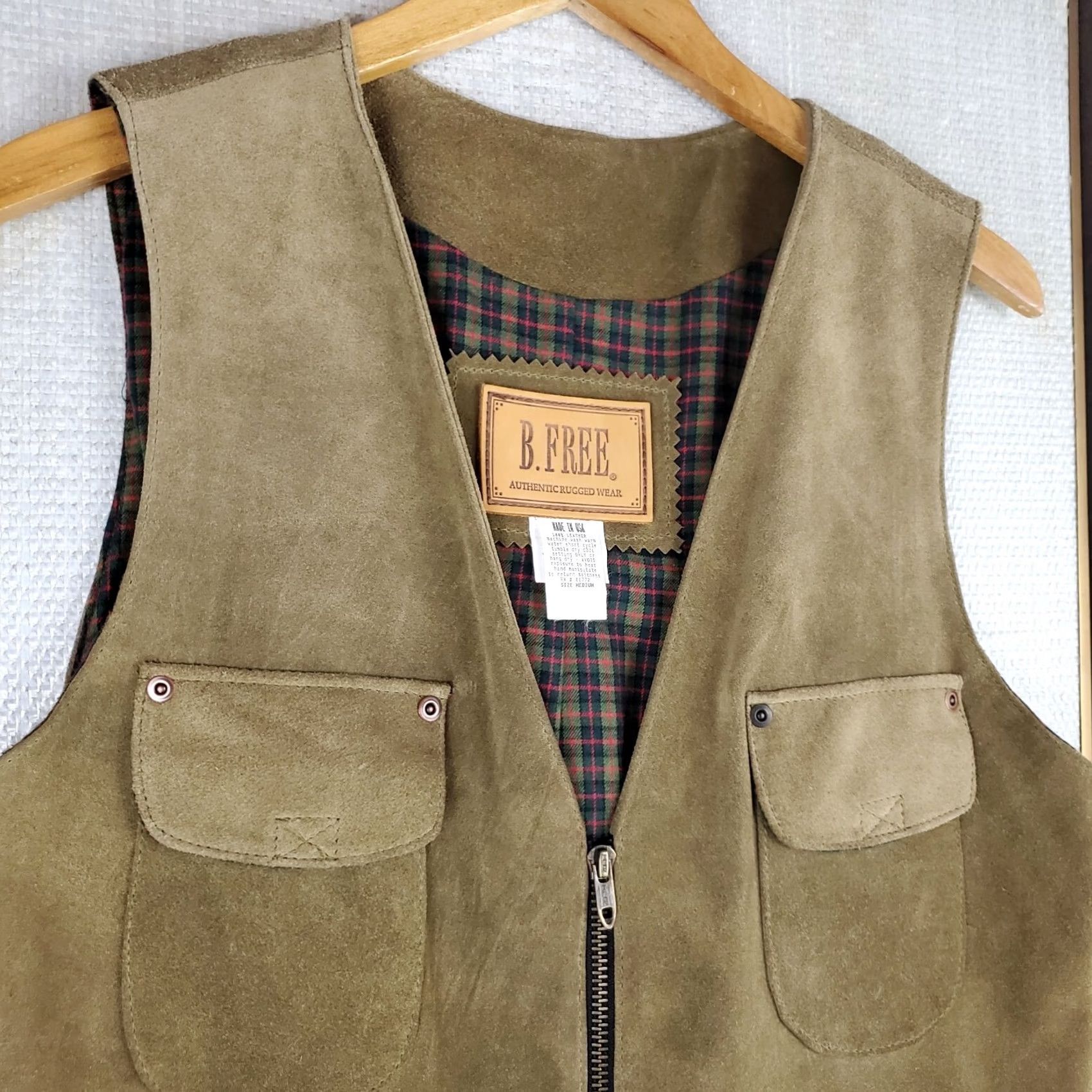 Arrow VINTAGE B. Free Men's Vest Suede Leather Utility Hunting Full Zip USA Made Brown XS/MD? Size US M / EU 48-50 / 2 - 4 Thumbnail
