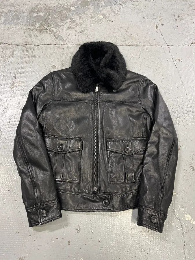 Emporio Armani AW2018 Emporio Armani Fake Fur Collar Black Leather Jacket Size US S / EU 44-46 / 1 - 4 Thumbnail