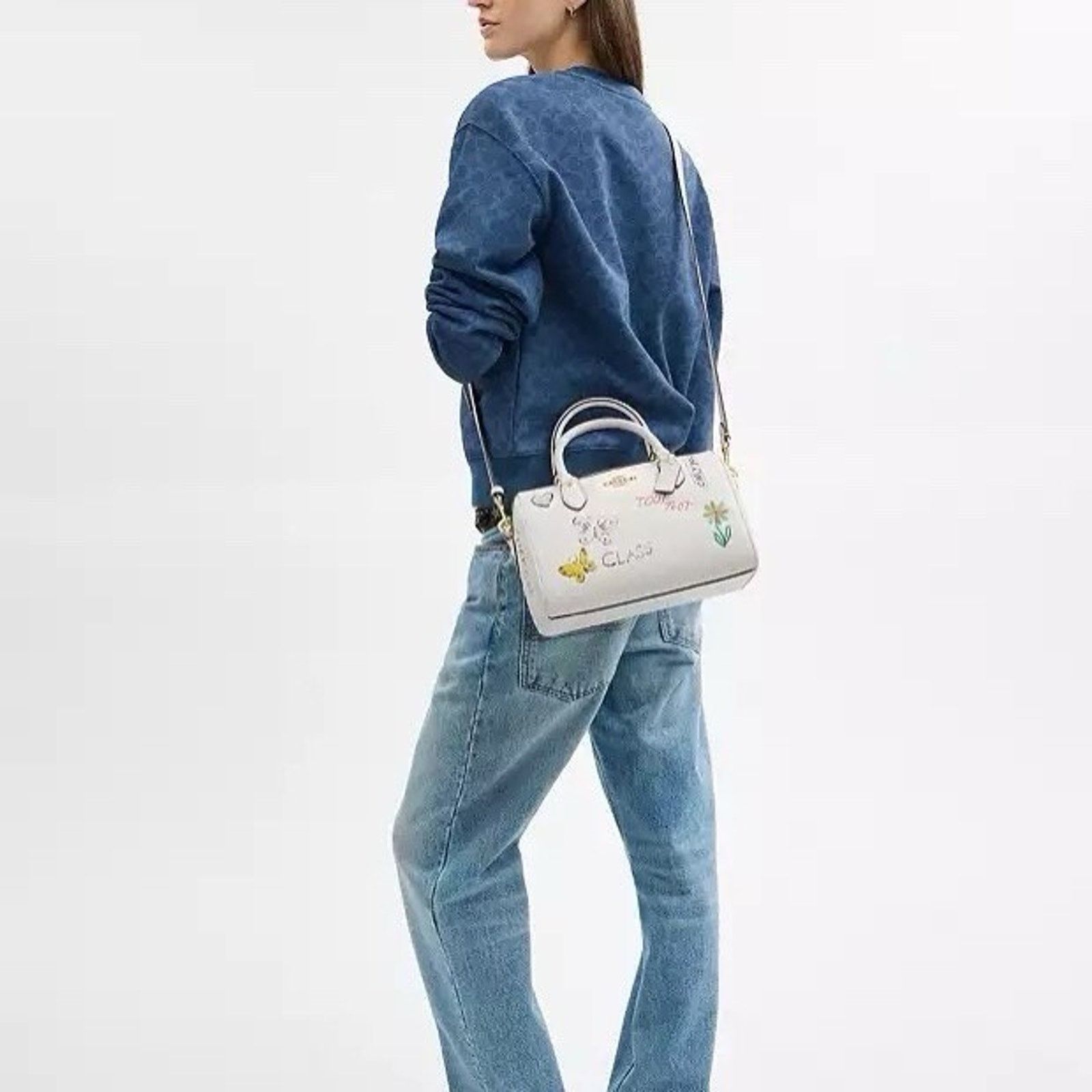 Coach NWT Coach Rowan Satchel Bag Sketch CAK19 Gold/chalk multi Size ONE SIZE - 11 Thumbnail