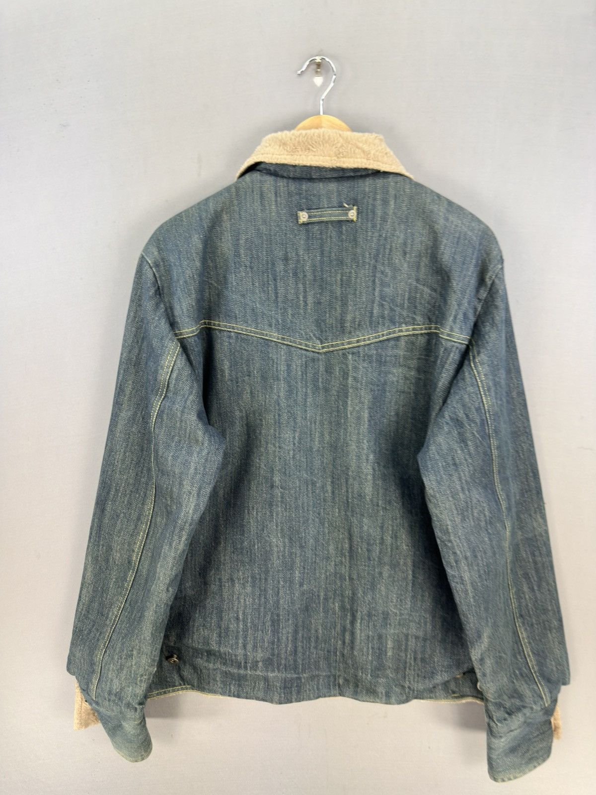 Japanese Brand Denim Sherpa Trucker Jacket by Be Coming Size US L / EU 52-54 / 3 - 4 Thumbnail