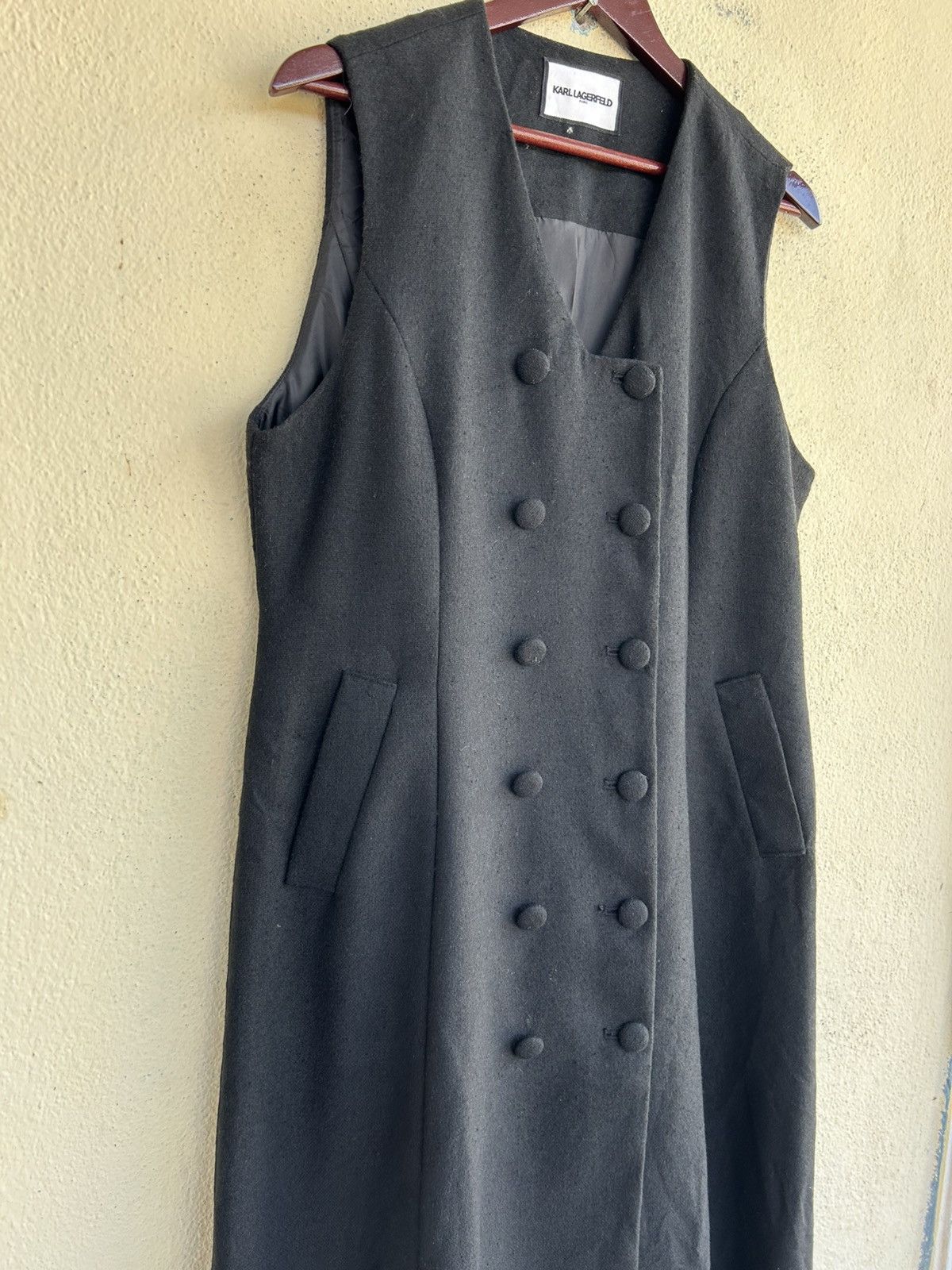 Designer × Karl Lagerfeld Karl Lagerfeld Sleeveless Polyester Long Coat Size ONE SIZE - 6 Thumbnail